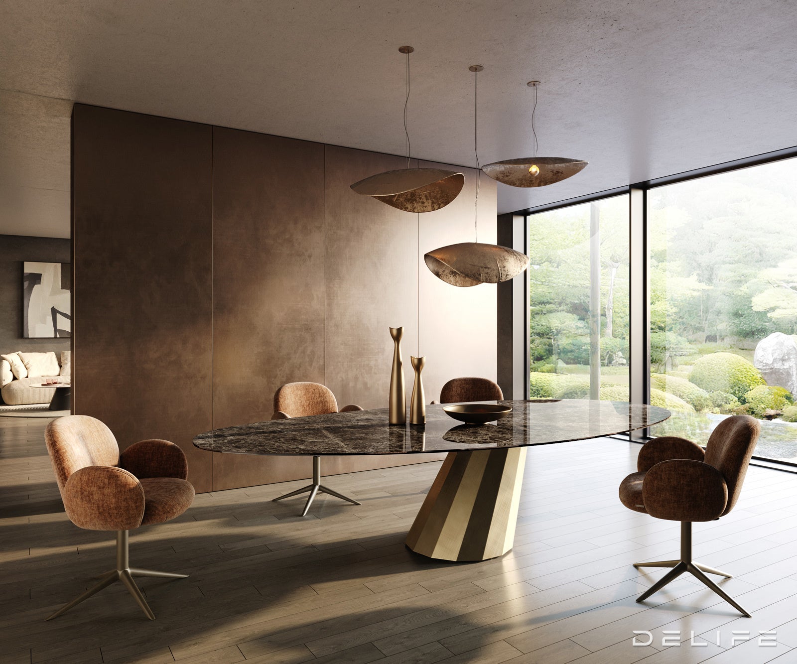 Blagovaonski stol Edge 315x150cm, Materijal: Keramika Laminam Emperador Extra Lucidato