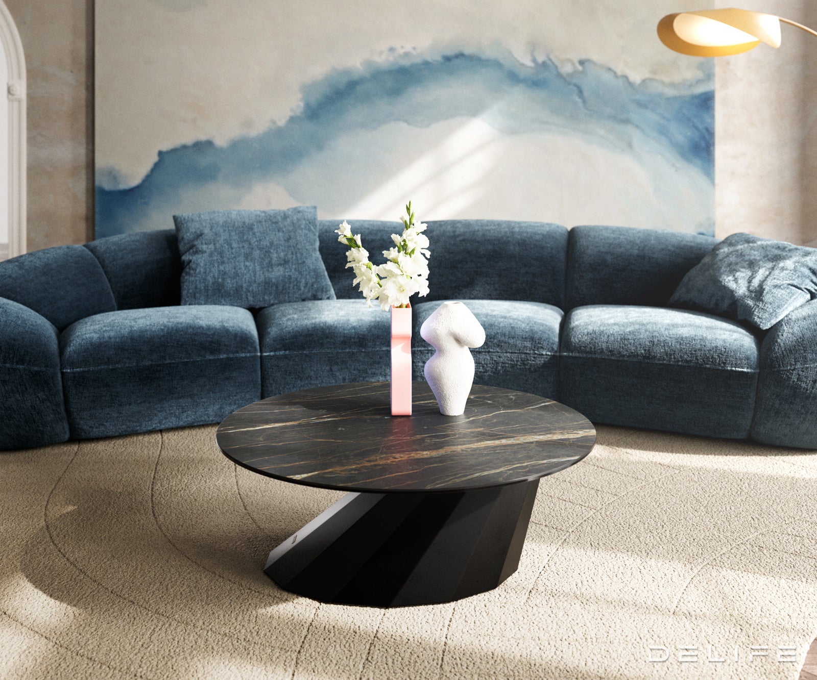 Klub stolić Edge 90x90cm, Materijal: Keramika Laminam Noir Desir