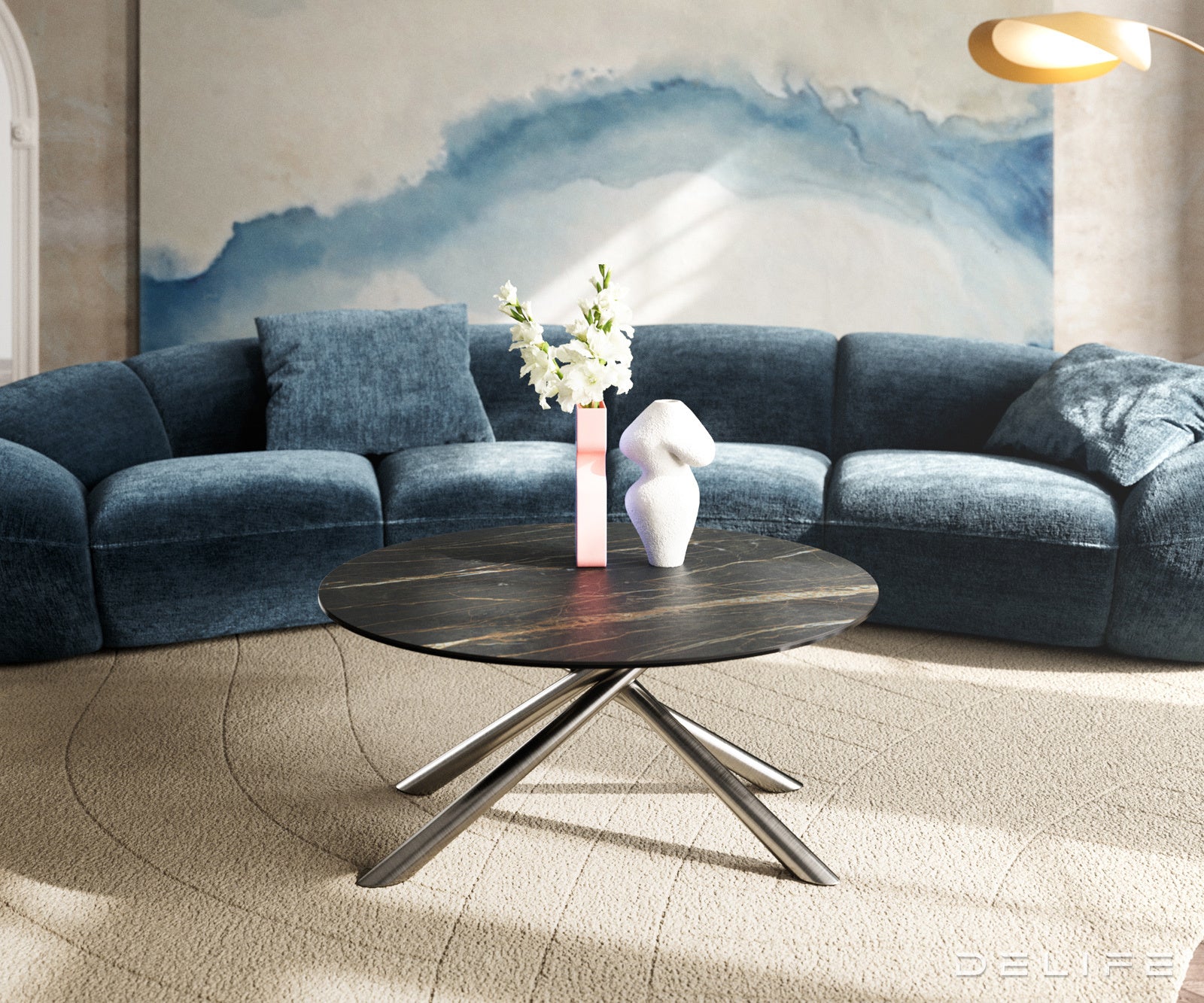 Klub stolić Edge 90x90cm, Materijal: Keramika Laminam Noir Desir