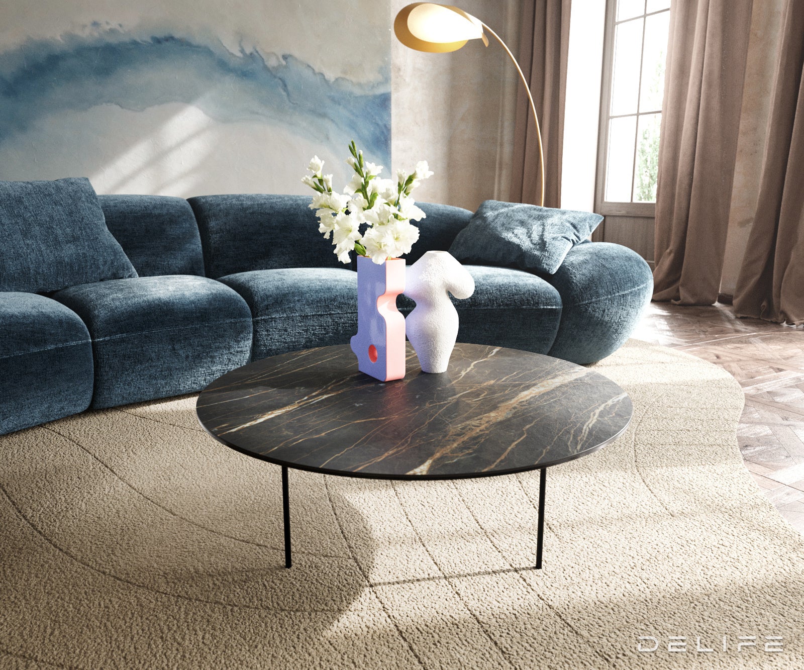 Klub stolić Edge 90x90cm, Materijal: Keramika Laminam Noir Desir