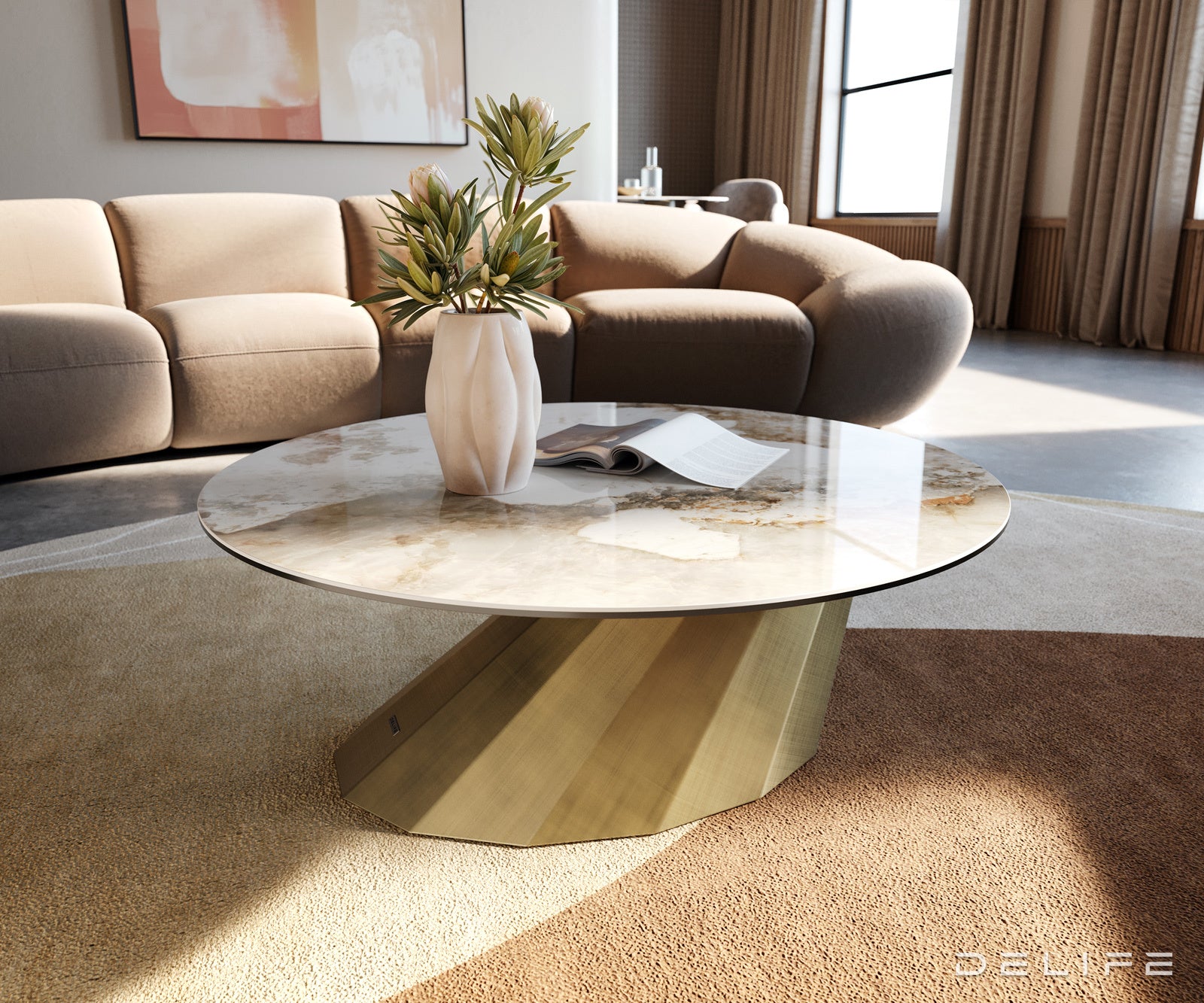 Klub stolić Edge 90x90cm, Materijal: Keramika Minas Melange