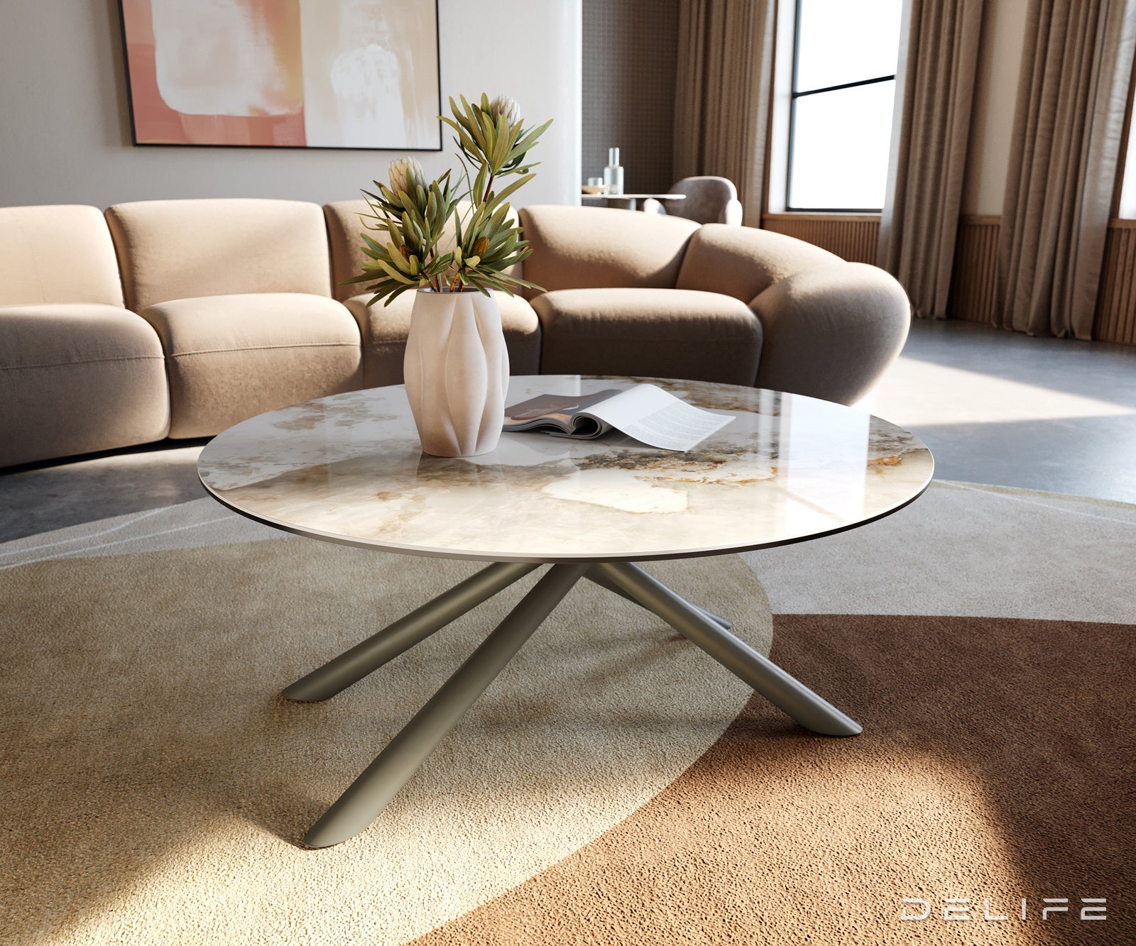 Klub stolić Edge 90x90cm, Materijal: Keramika Minas Melange