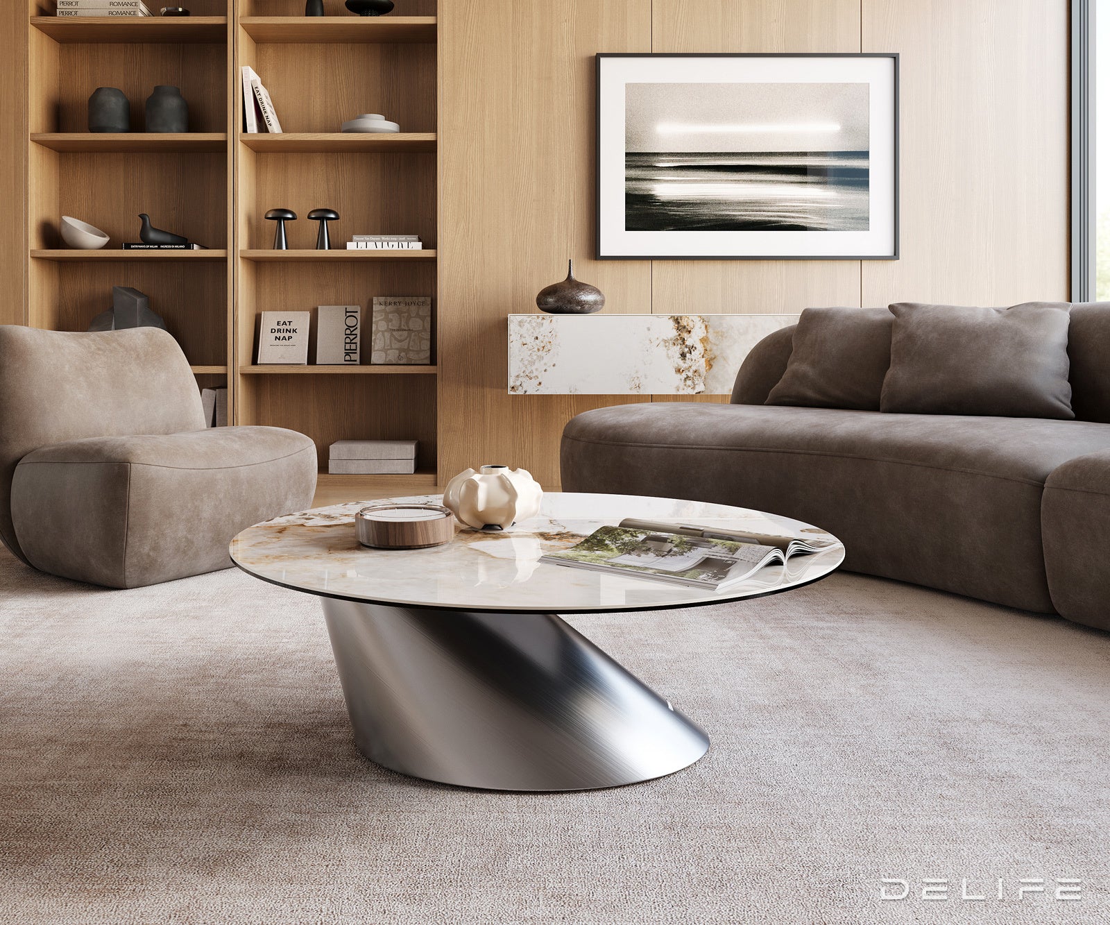 Klub stolić Edge 100x100cm, Materijal: Keramika Minas Melange