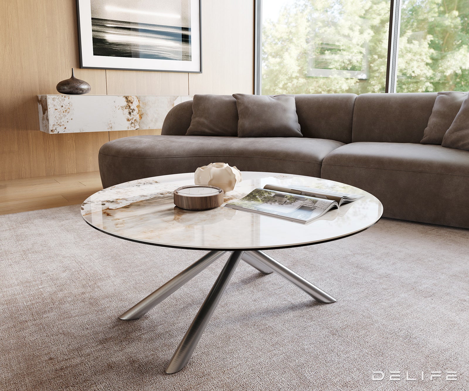 Klub stolić Edge 100x100cm, Materijal: Keramika Minas Melange