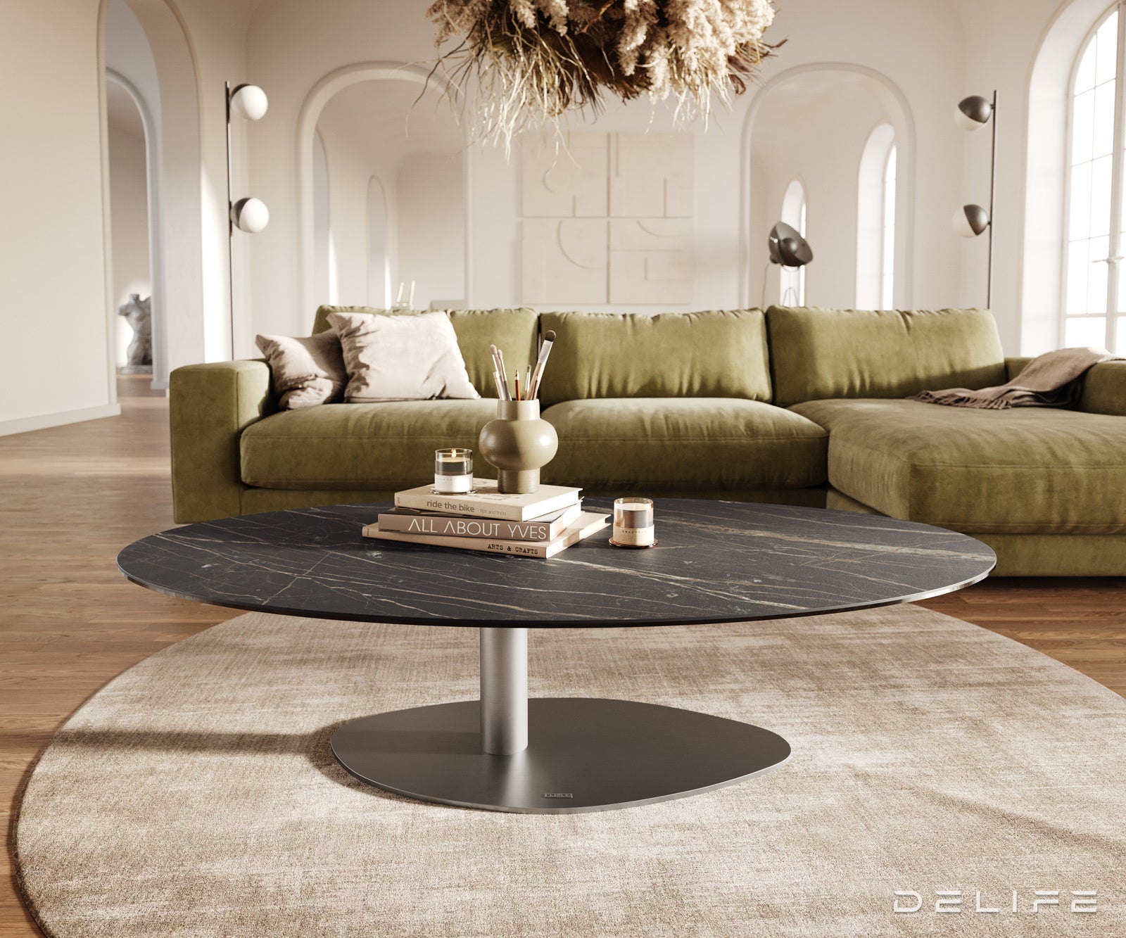 Klub stolić Edge 140x80cm, Materijal: Keramika Laminam Noir Desir