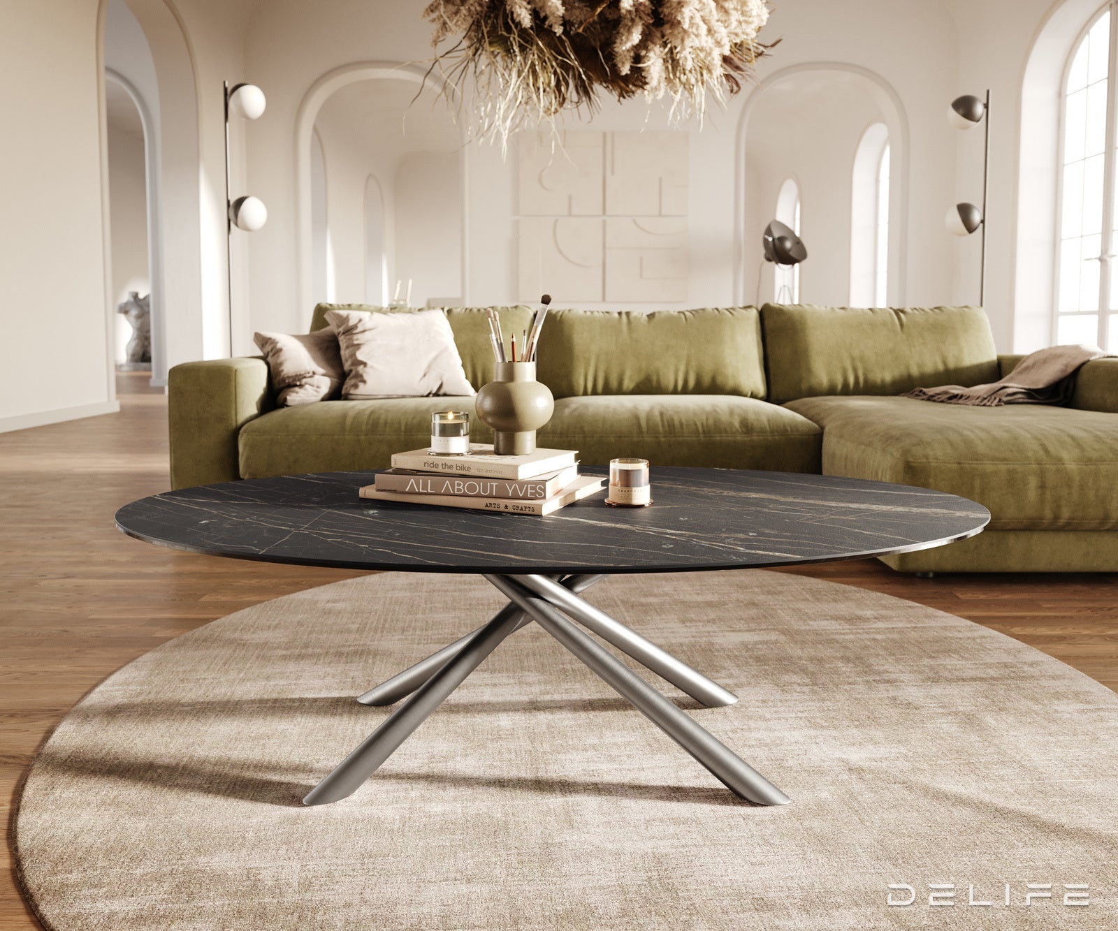 Klub stolić Edge 140x80cm, Materijal: Keramika Laminam Noir Desir