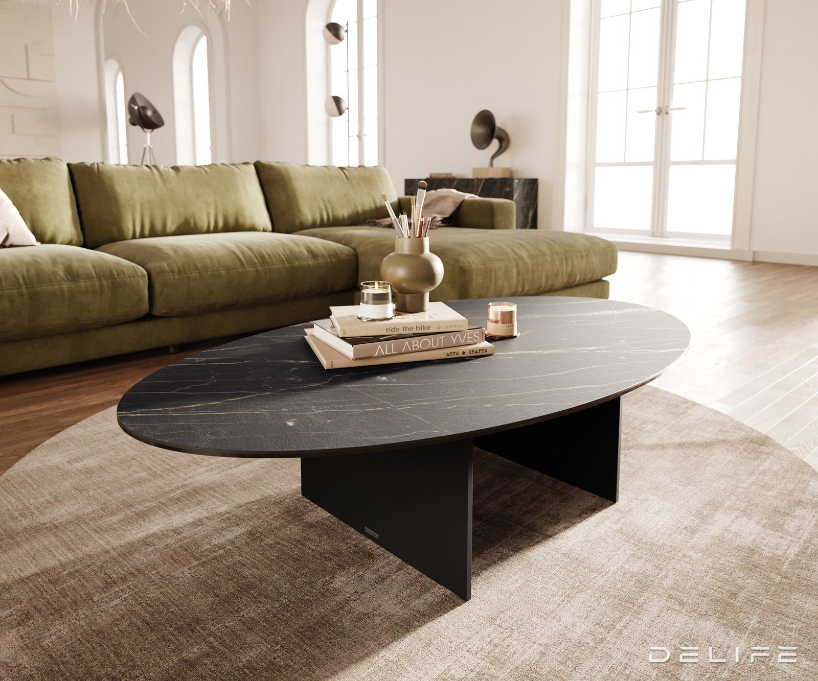 Klub stolić Edge 140x80cm, Materijal: Keramika Laminam Noir Desir