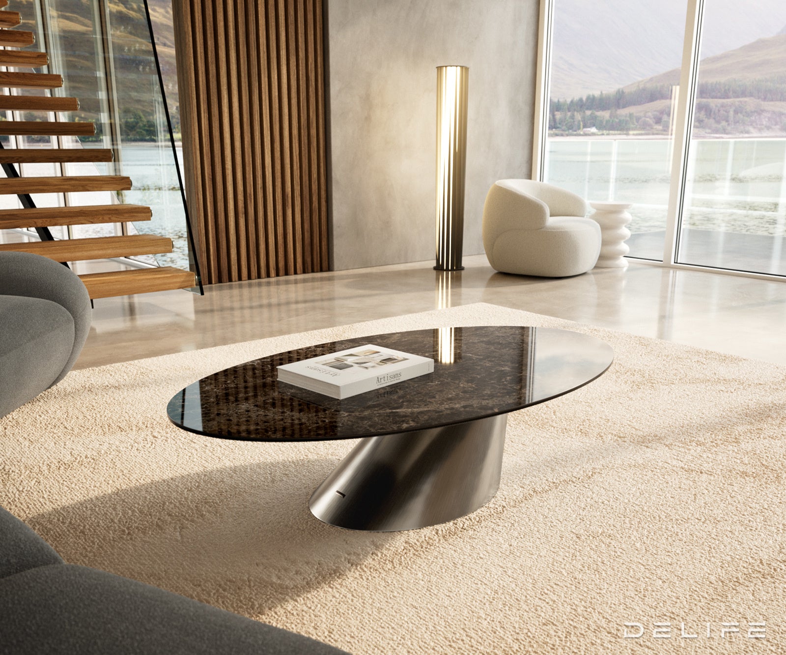 Klub stolić Edge 140x80cm, Materijal: Keramika Laminam Extra Lucidato