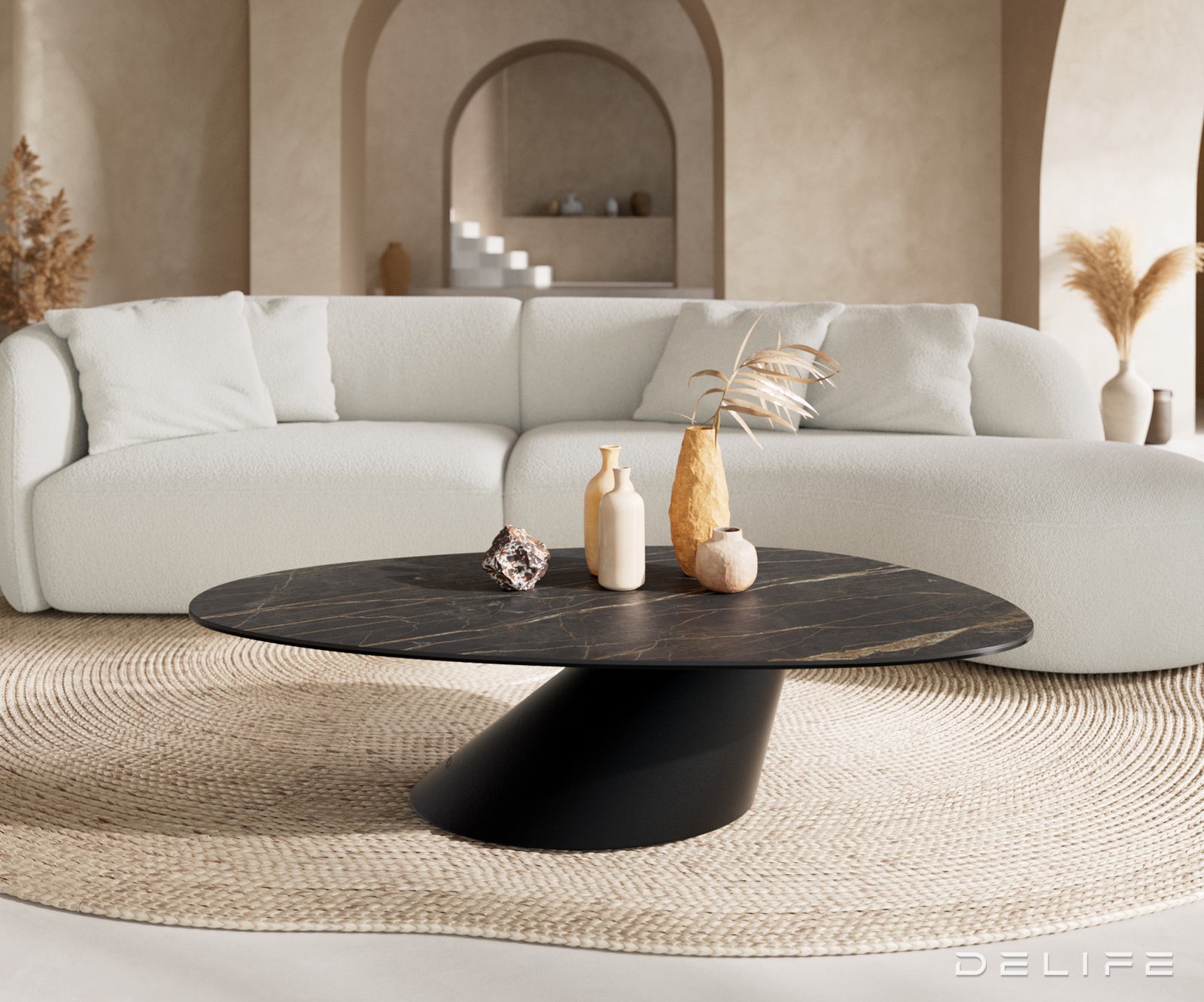 Klub stolić Edge 140x75cm, Materijal: Keramika Laminam Noir Desir