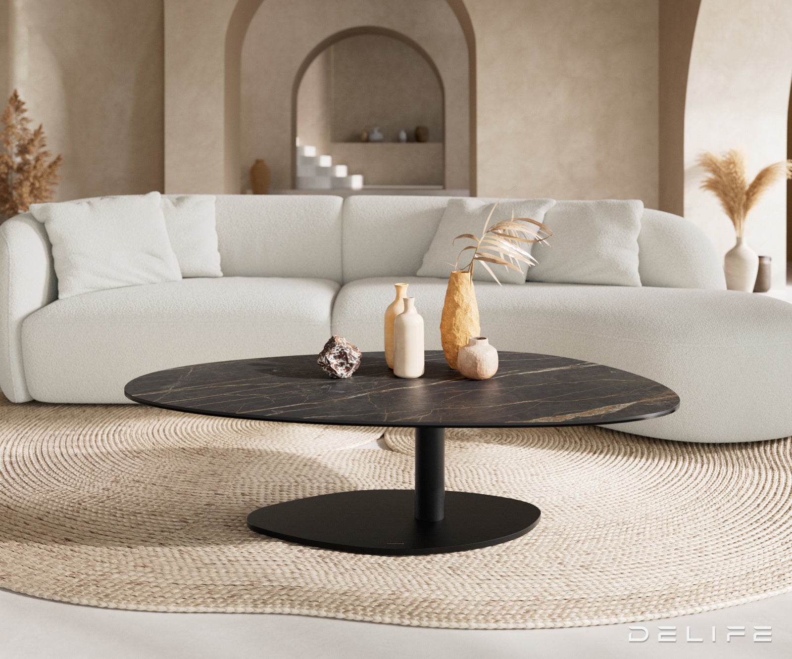 Klub stolić Edge 140x75cm, Materijal: Keramika Laminam Noir Desir