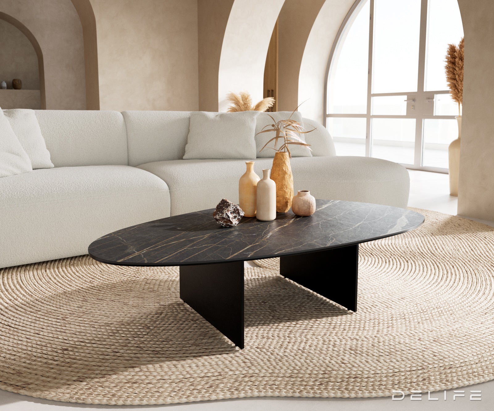 Klub stolić Edge 140x75cm, Materijal: Keramika Laminam Noir Desir