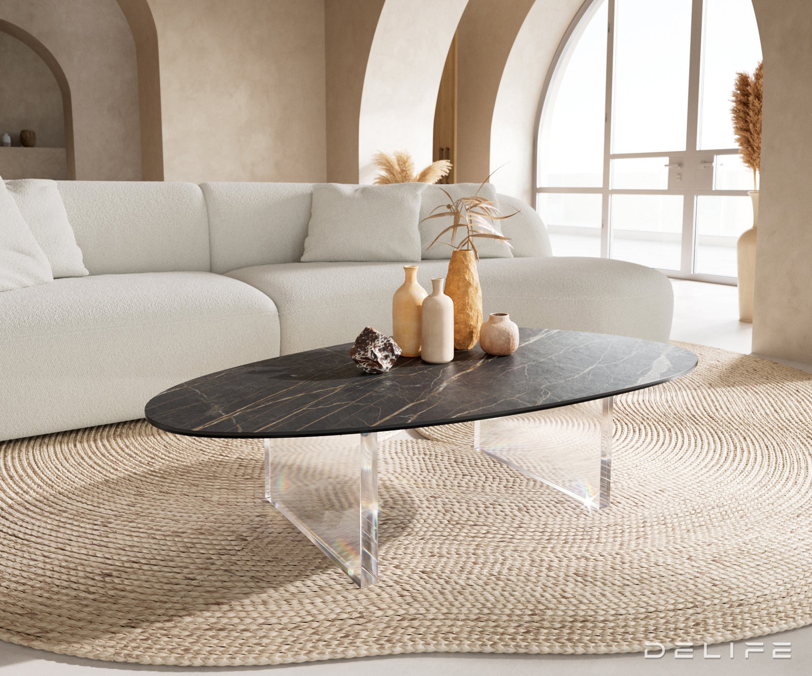 Klub stolić Edge 140x75cm, Materijal: Keramika Laminam Noir Desir