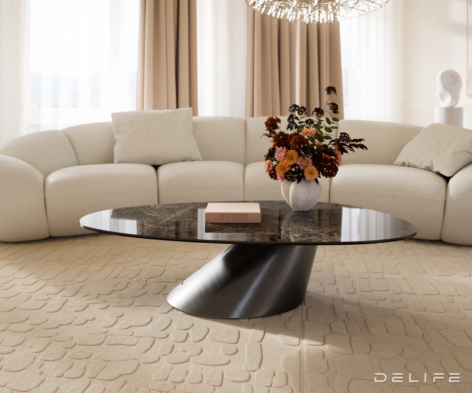 Klub stolić Edge 140x75cm, Materijal: Keramika Laminam Emperador Extra Lucidato