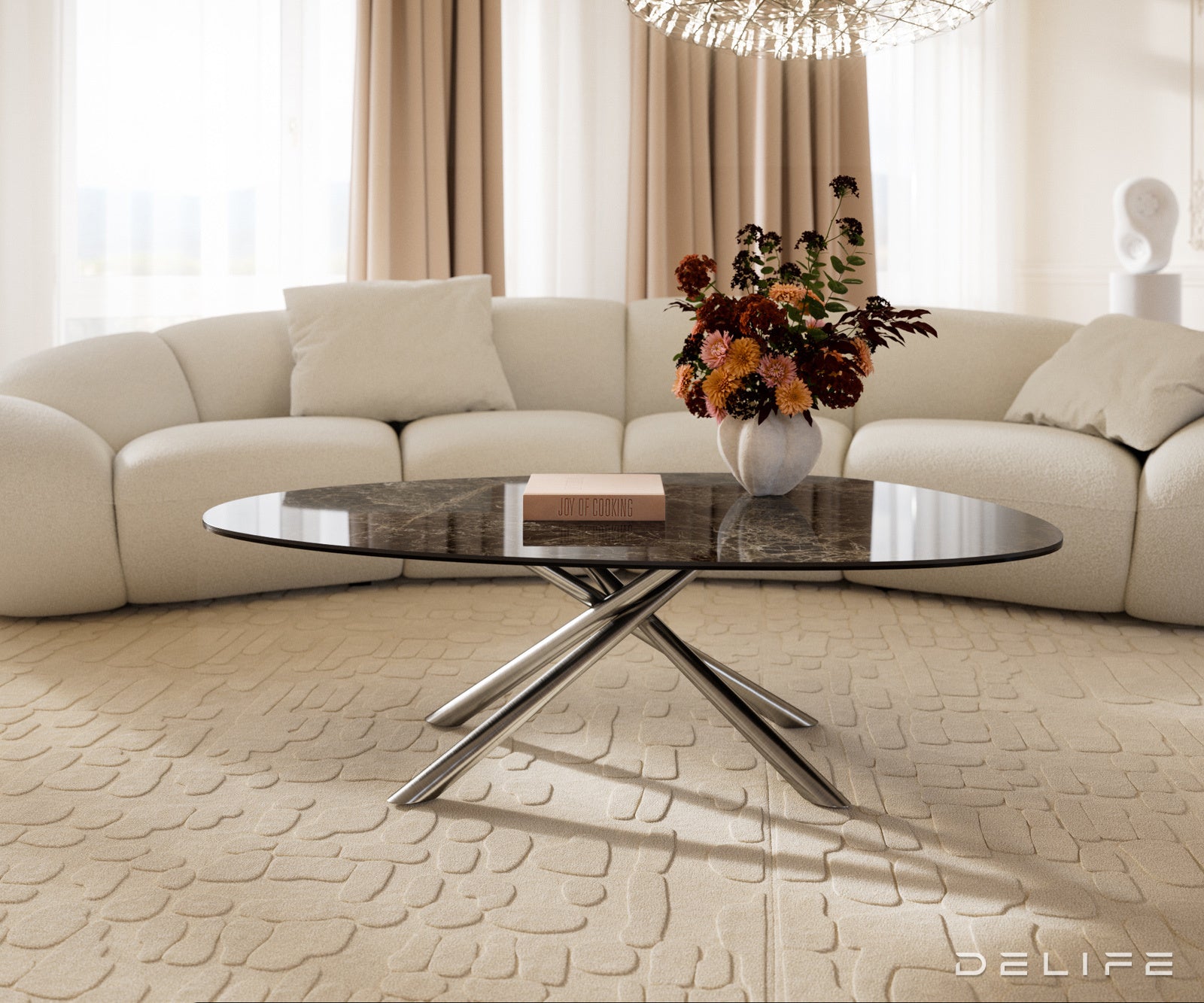 Klub stolić Edge 140x75cm, Materijal: Keramika Laminam Emperador Extra Lucidato