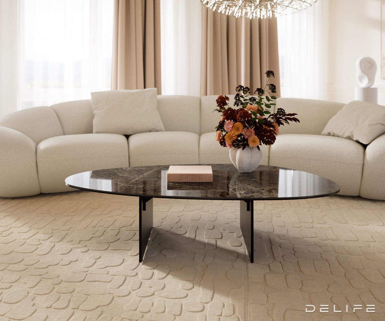Klub stolić Edge 140x75cm, Materijal: Keramika Emperador Extra Lucidato