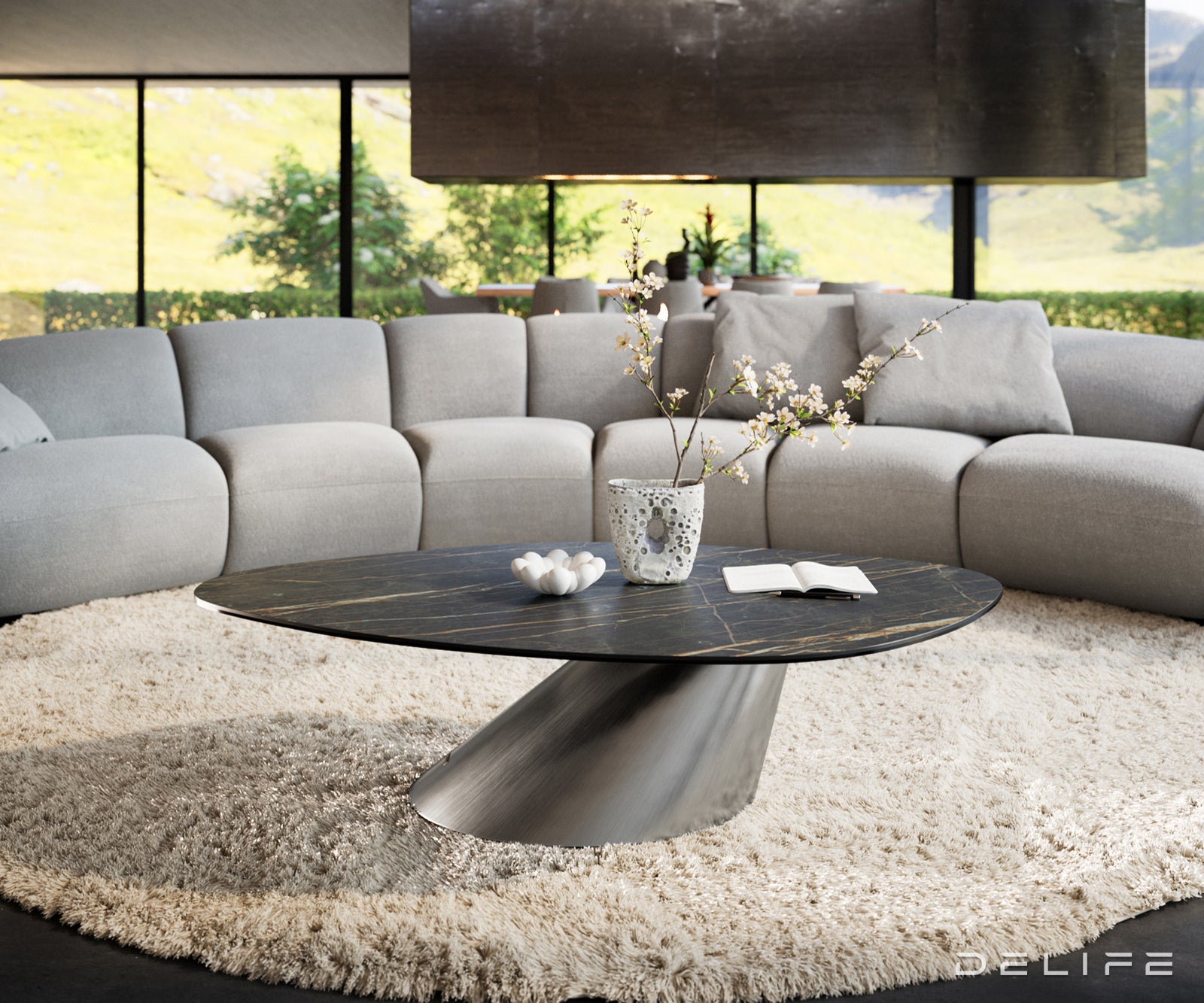 Klub stolić Edge 140x76cm, Materijal: Keramika Noir Desir