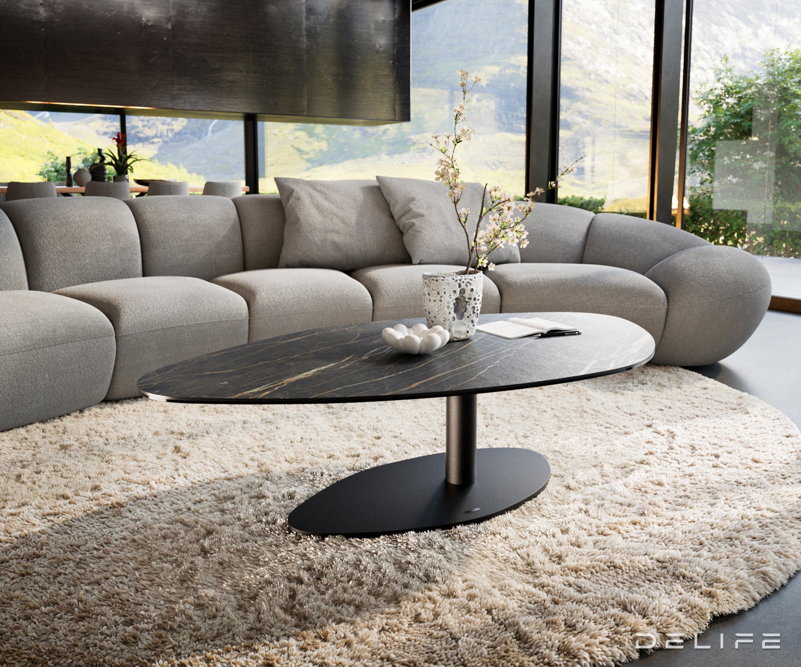 Klub stolić Edge 140x76cm, Materijal: Keramika Noir Desir