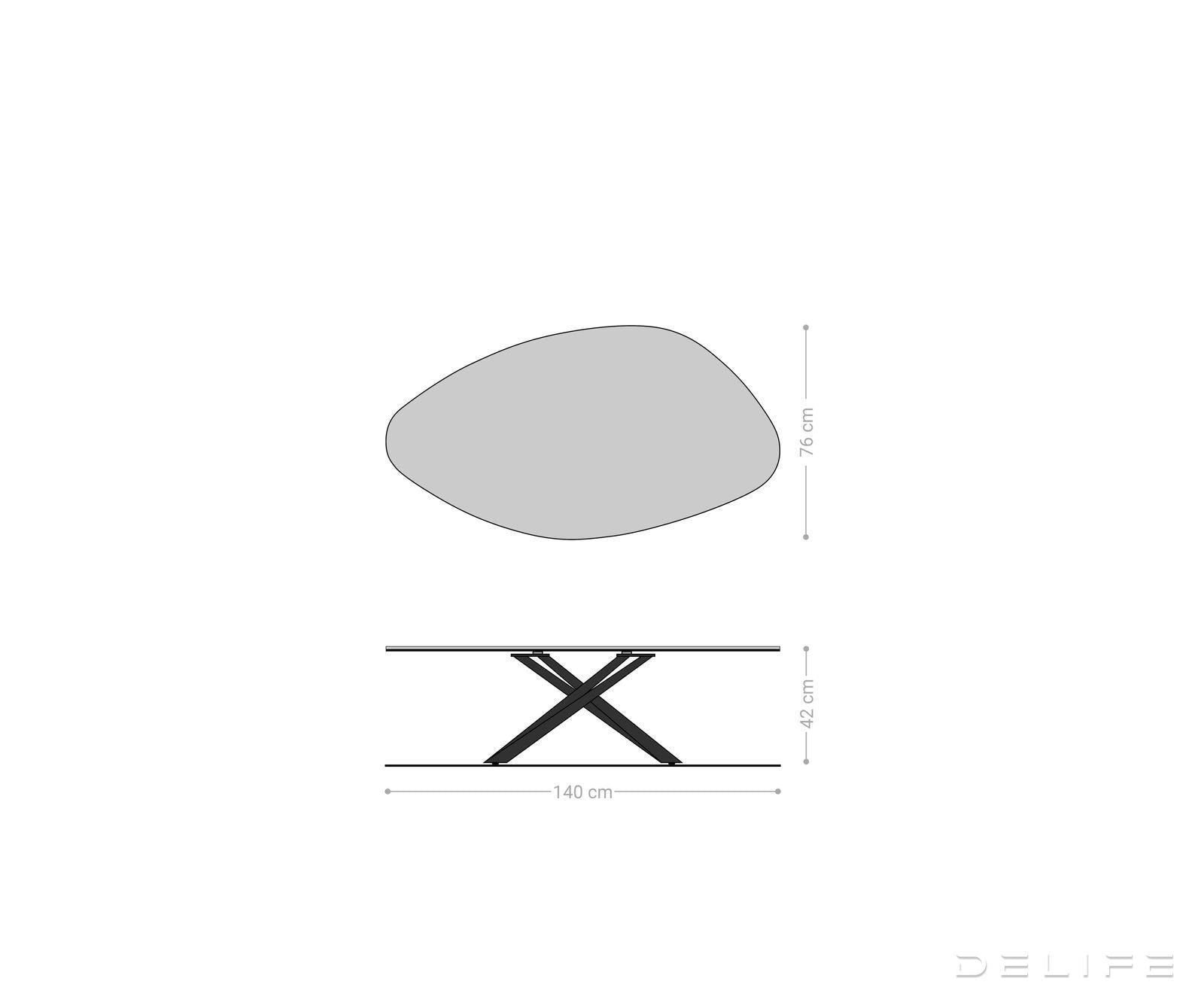 Klub stolić Edge 140x76cm, Materijal: Keramika Noir Desir