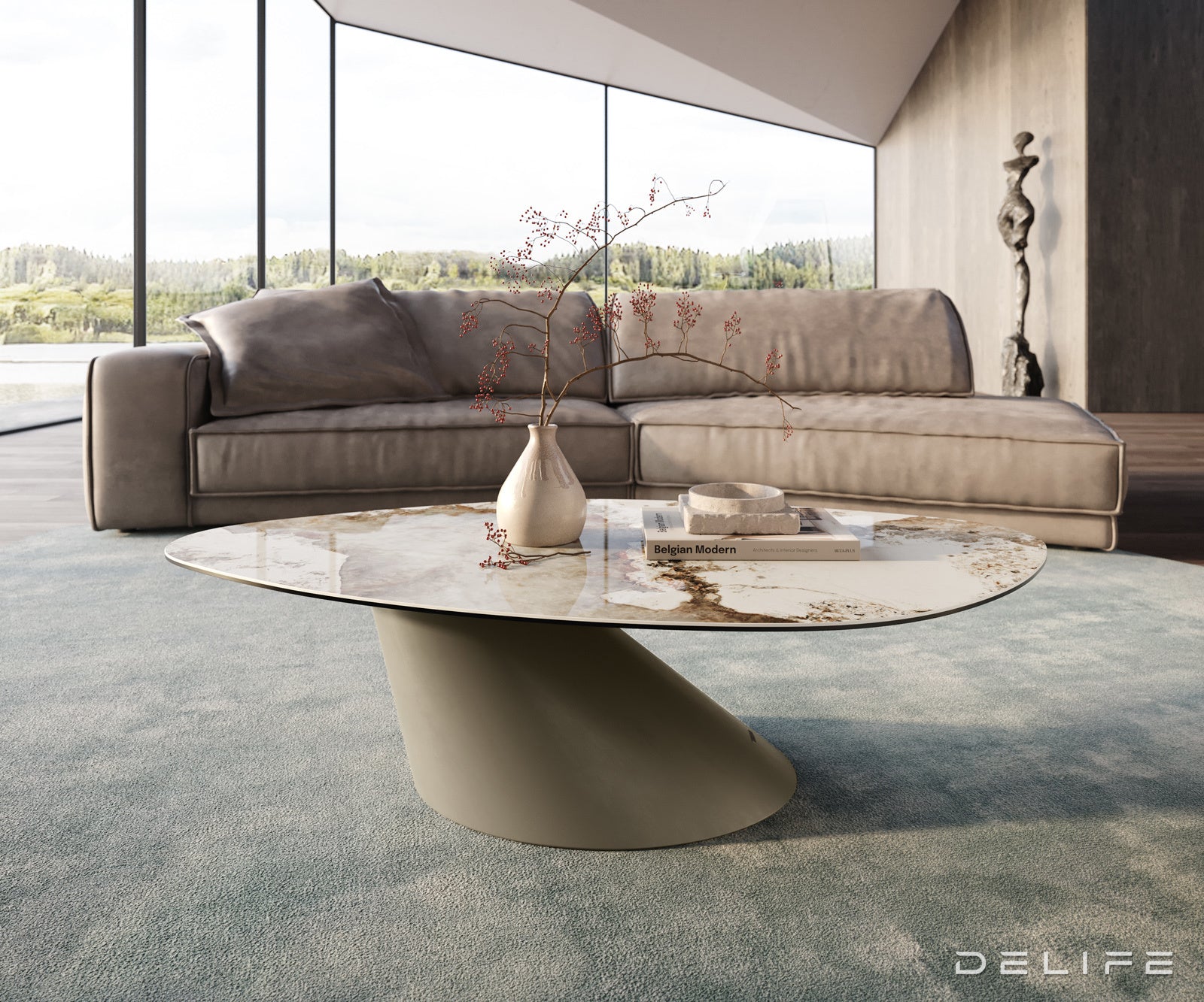 Klub stolić Edge 140x76cm, Materijal: Keramika Minas Melange