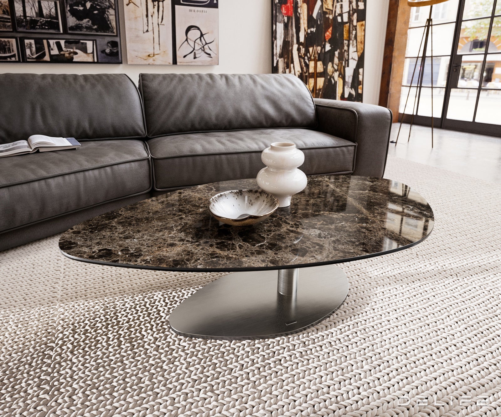 Klub stolić Edge 140x76cm, Materijal: Keramika Emperador Extra Lucidato