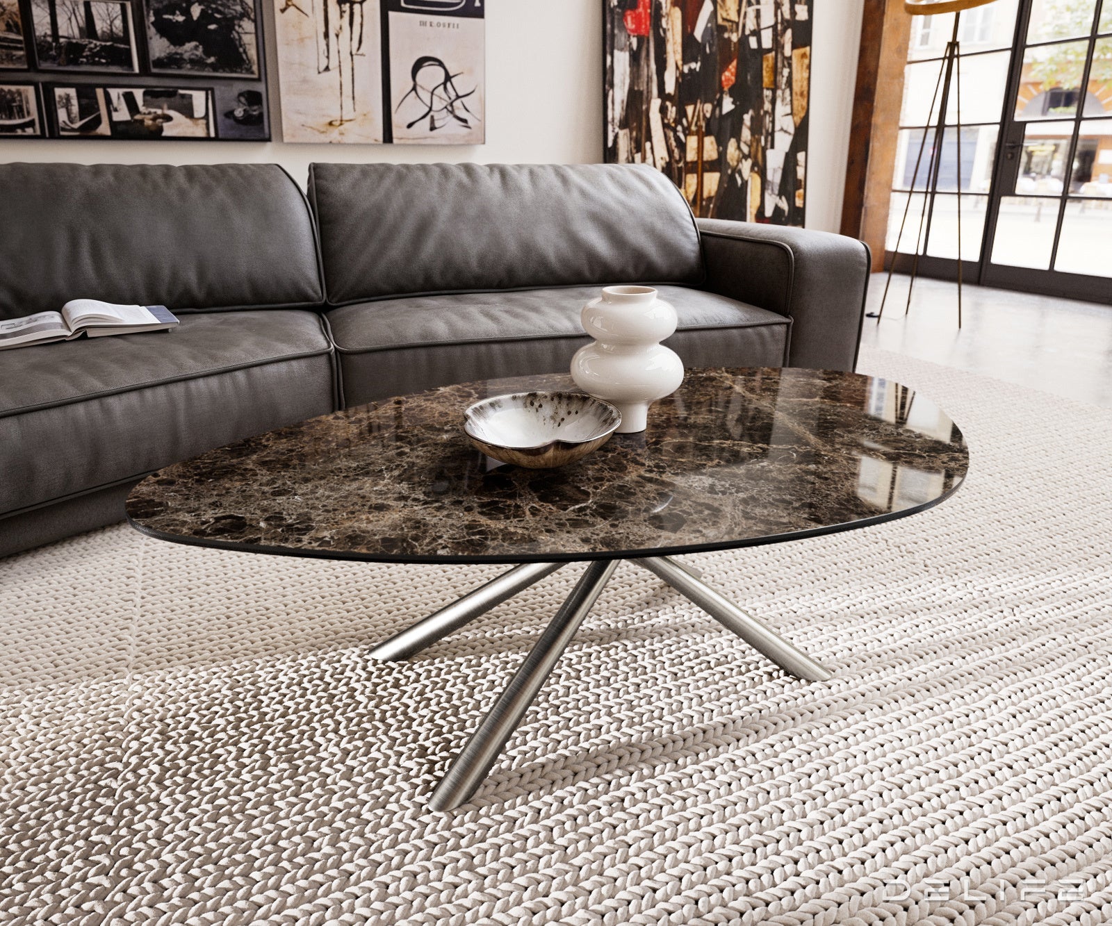 Klub stolić Edge 140x76cm, Materijal: Keramika Emperador Extra Lucidato