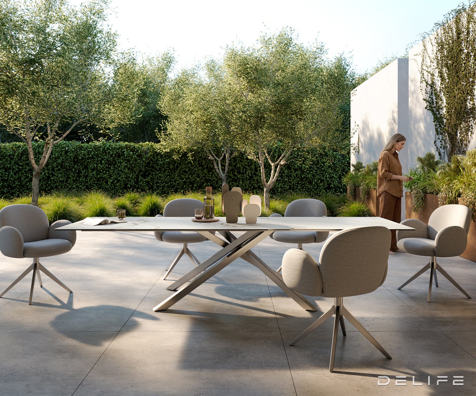 Outdoor stol Edge 300x100cm, Materijal: Keramika Calacatta Luxe