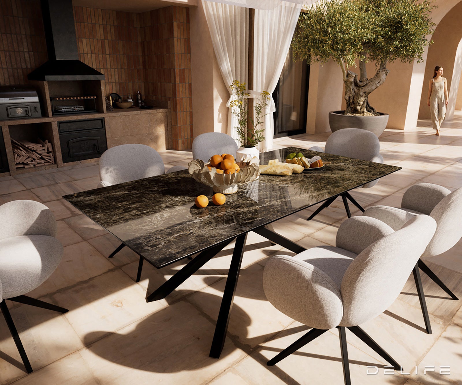 Outdoor stol Edge 200x100cm, Materijal: Keramika Emperador Extra Lucidato