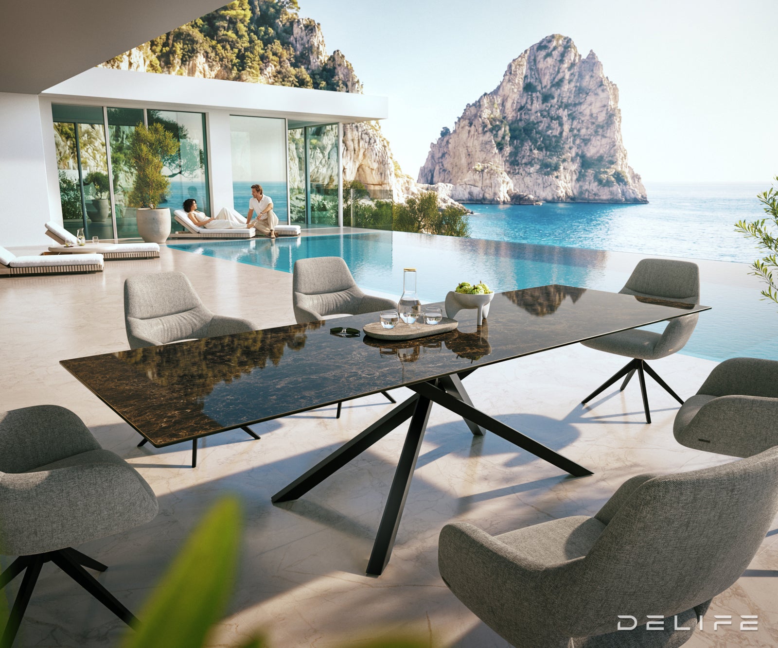 Outdoor stol Edge 300x100cm, Materijal: Keramika Emperador Extra Lucidato