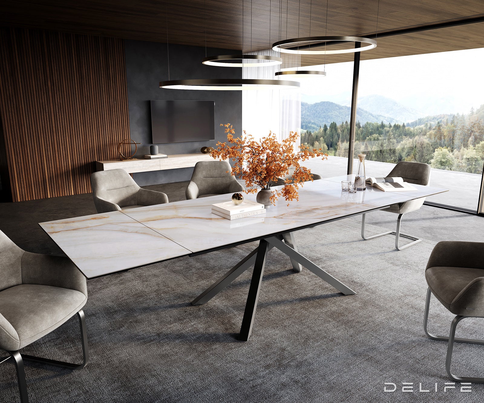Blagovaonski stol Edge 200/300x100cm, Materijal: Keramika Onyx Pearl