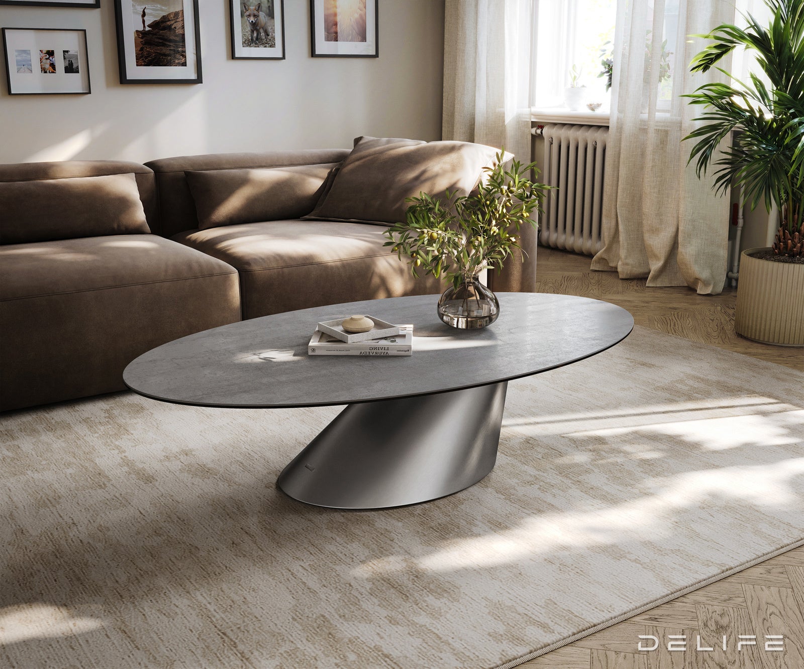 Klub stolić Edge 140x80cm, Materijal: Keramika Beton Siva