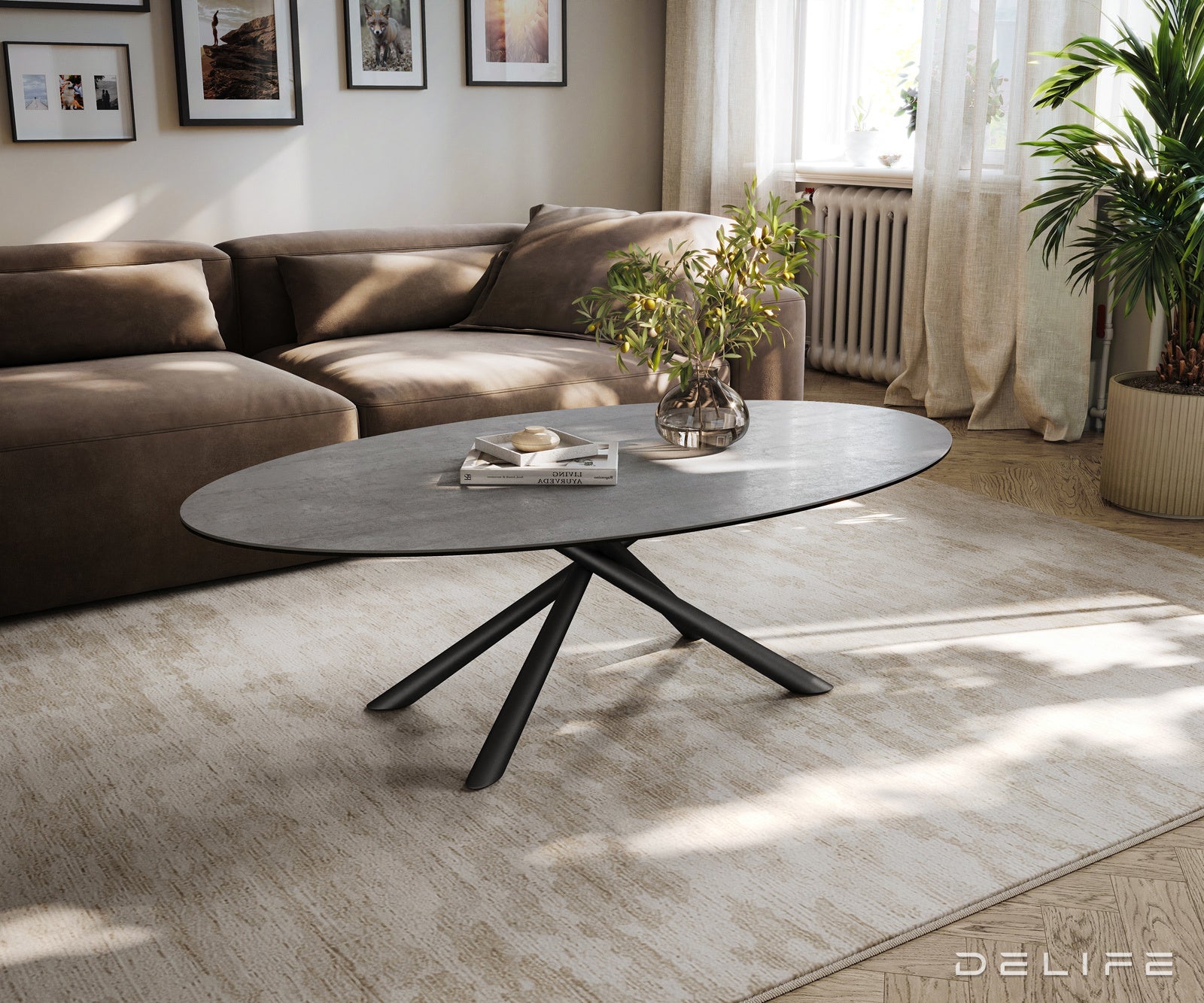 Klub stolić Edge 140x80cm, Materijal: Keramika Beton Siva