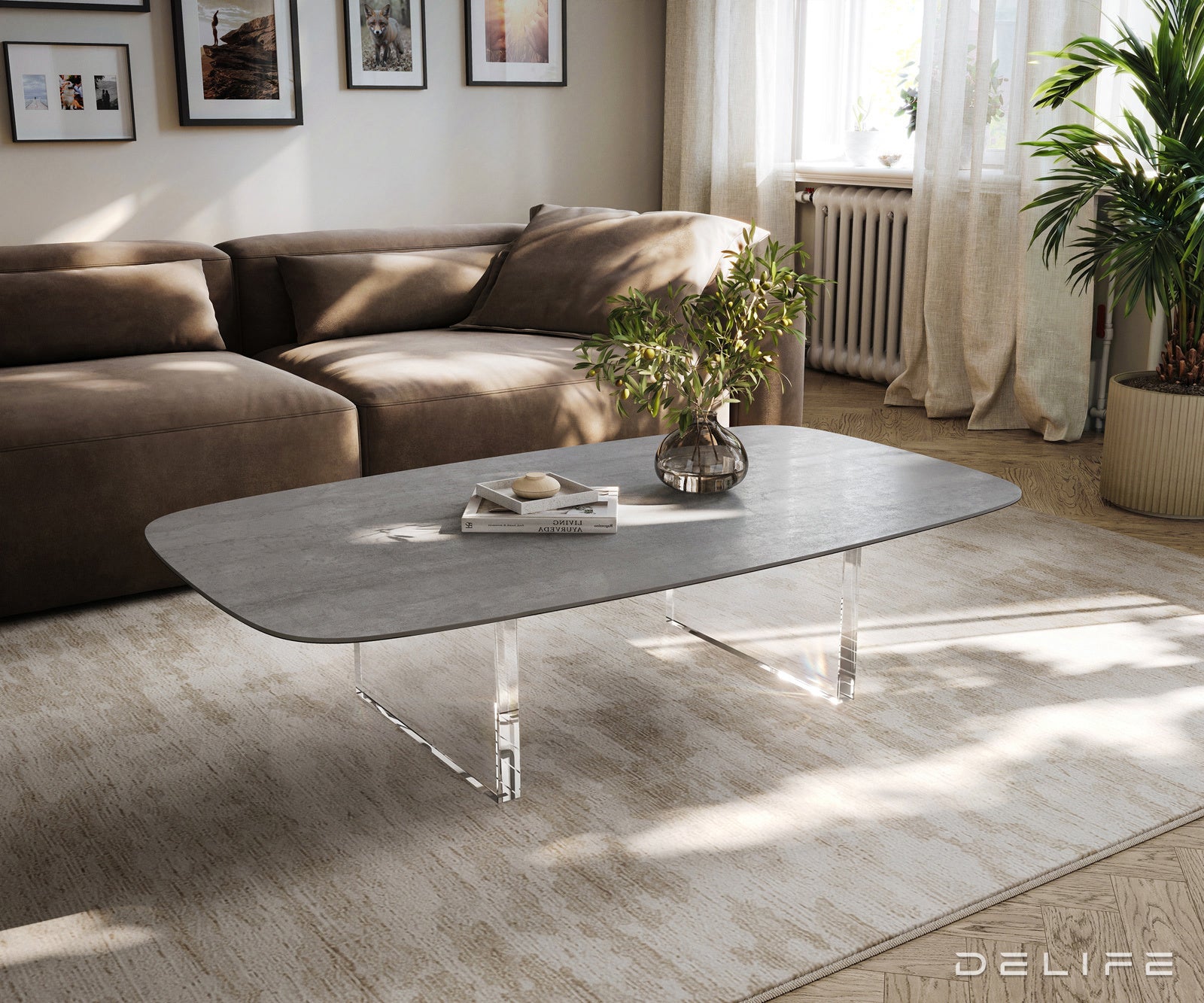 Klub stolić Edge Boot 140x80cm, Materijal: Keramika Beton Siva