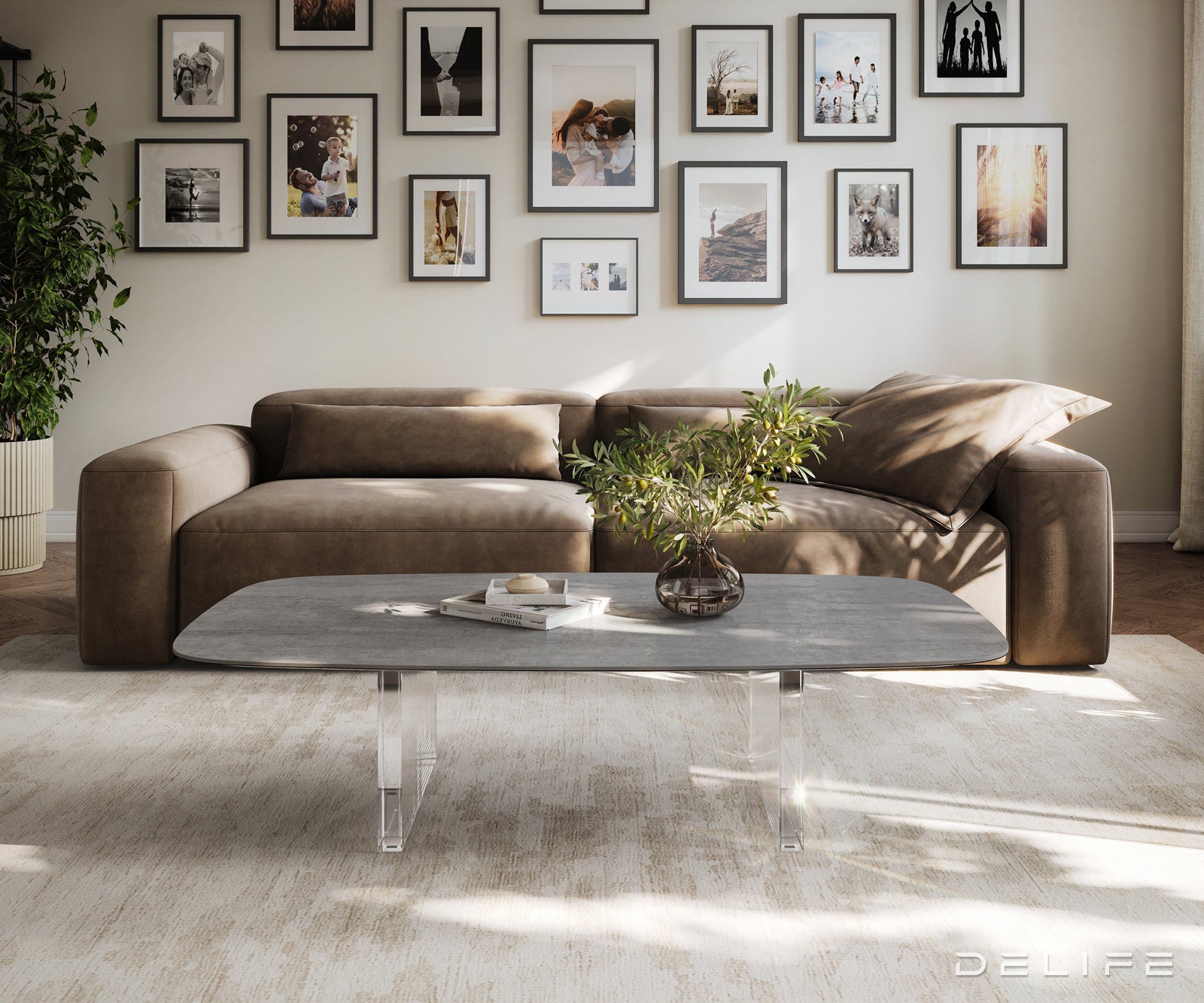 Klub stolić Edge Boot 140x80cm, Materijal: Keramika Beton Siva