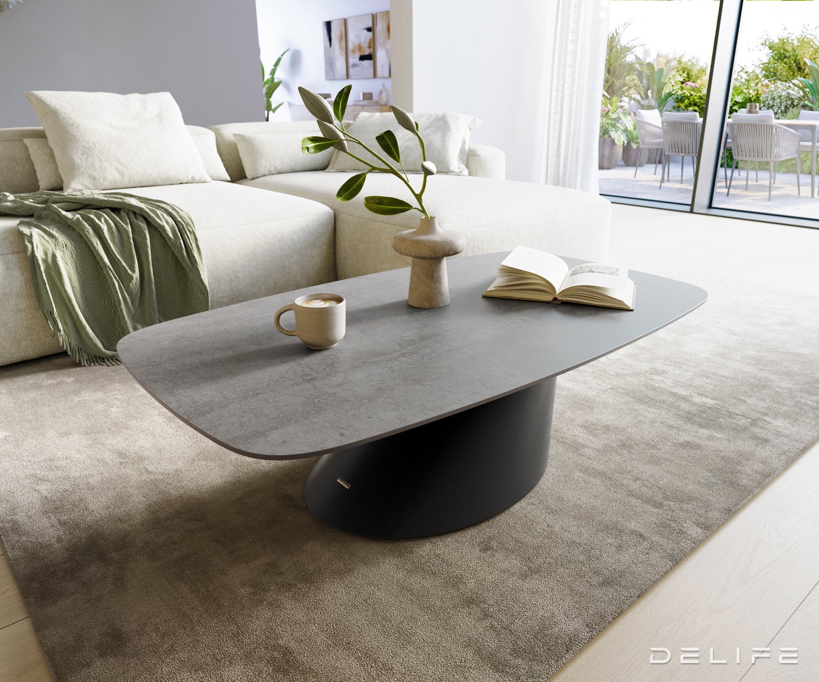 Klub stolić Edge Boot 120x70cm, Materijal: Keramika Beton Siva
