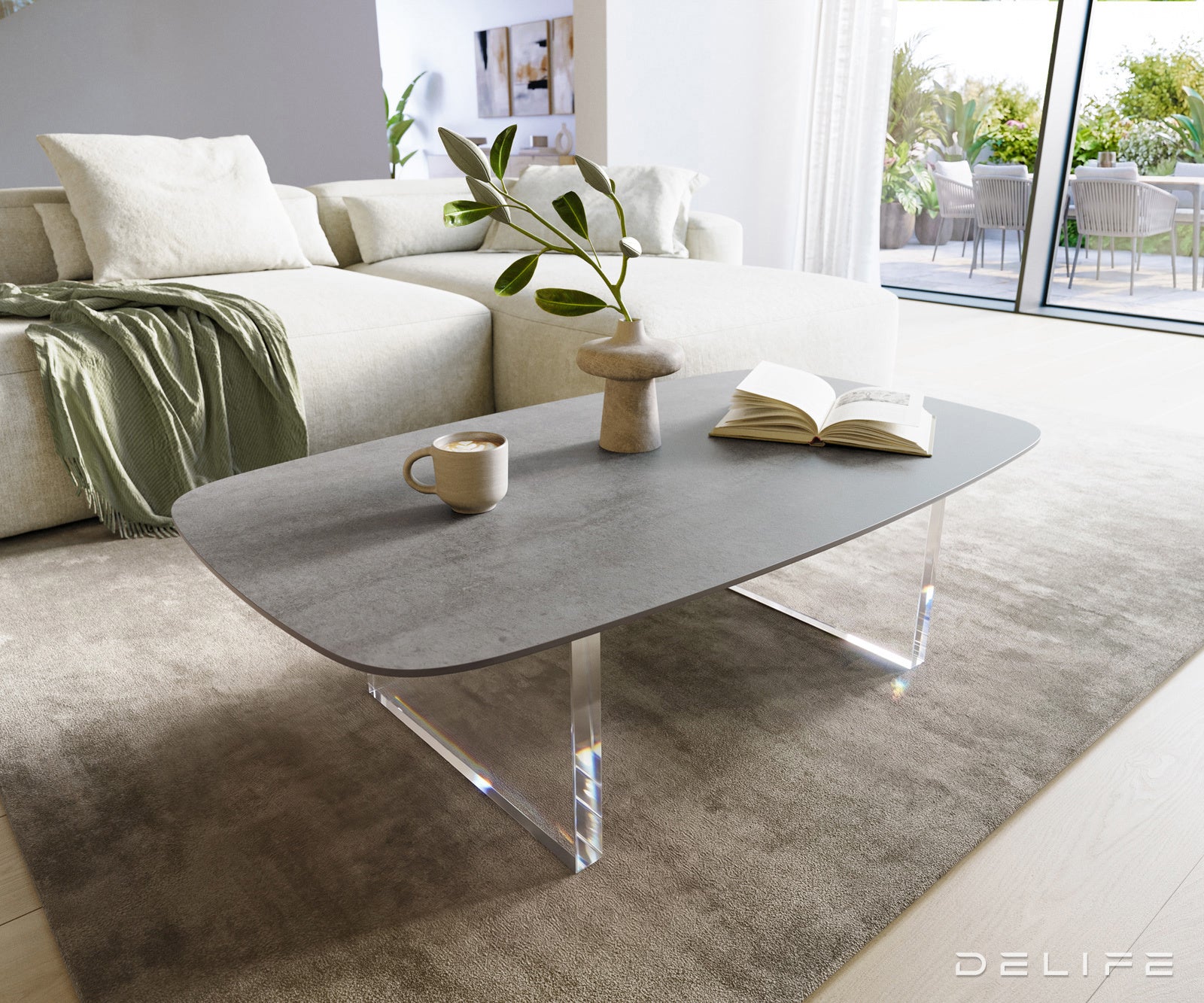 Klub stolić Edge Boot 120x70cm, Materijal: Keramika Beton Siva