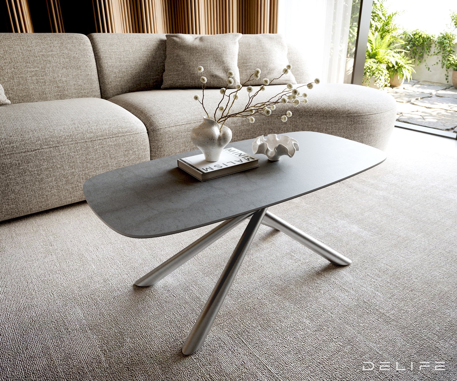 Klub stolić Edge Boot 100x50cm, Materijal: Keramika Beton