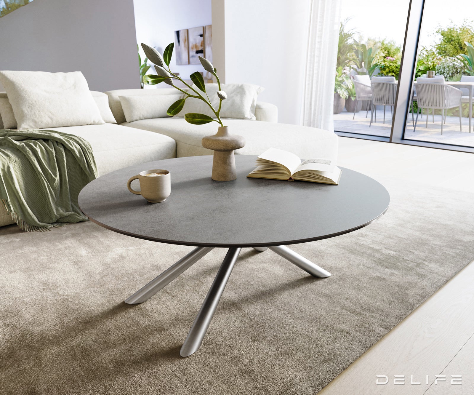 Klub stolić Edge 100x100cm, Materijal: Keramika Beton Siva