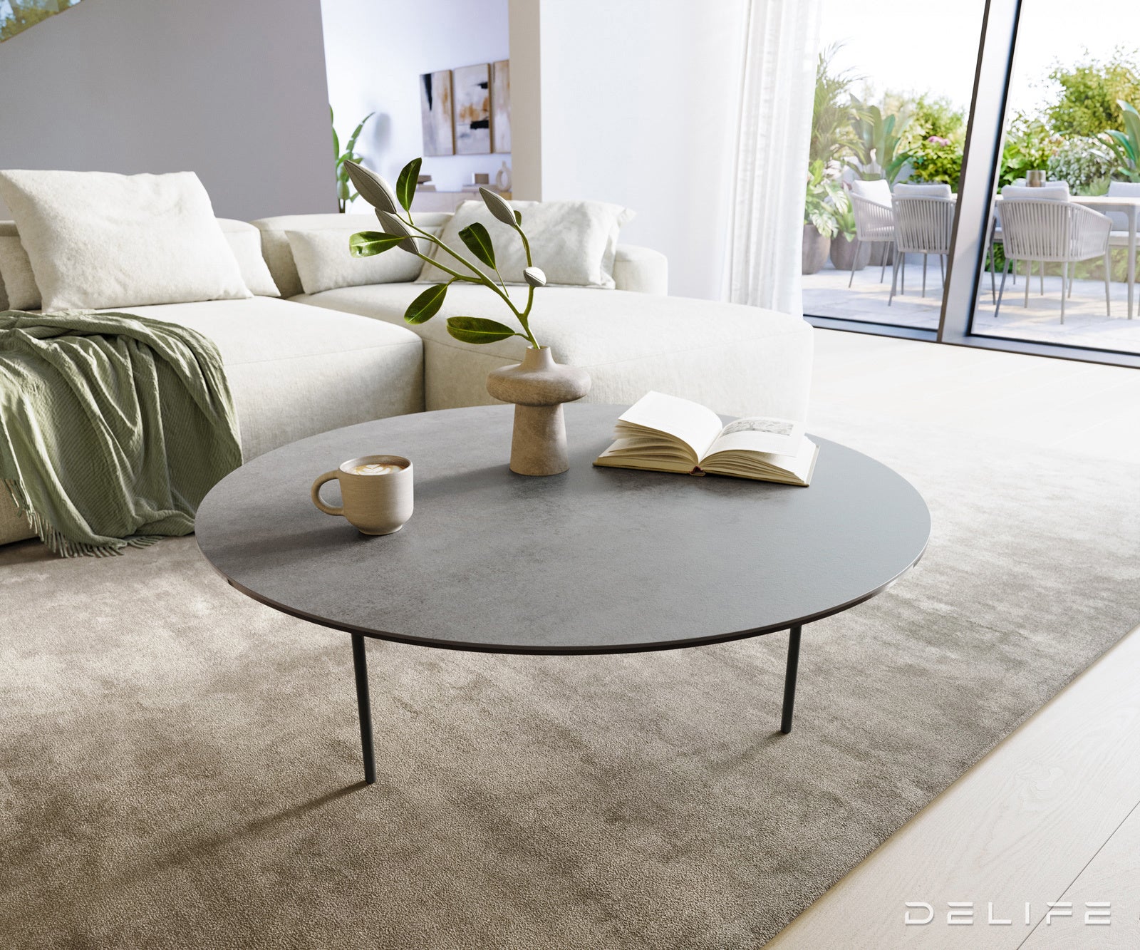 Klub stolić Edge 100x100cm, Materijal: Keramika Beton Siva