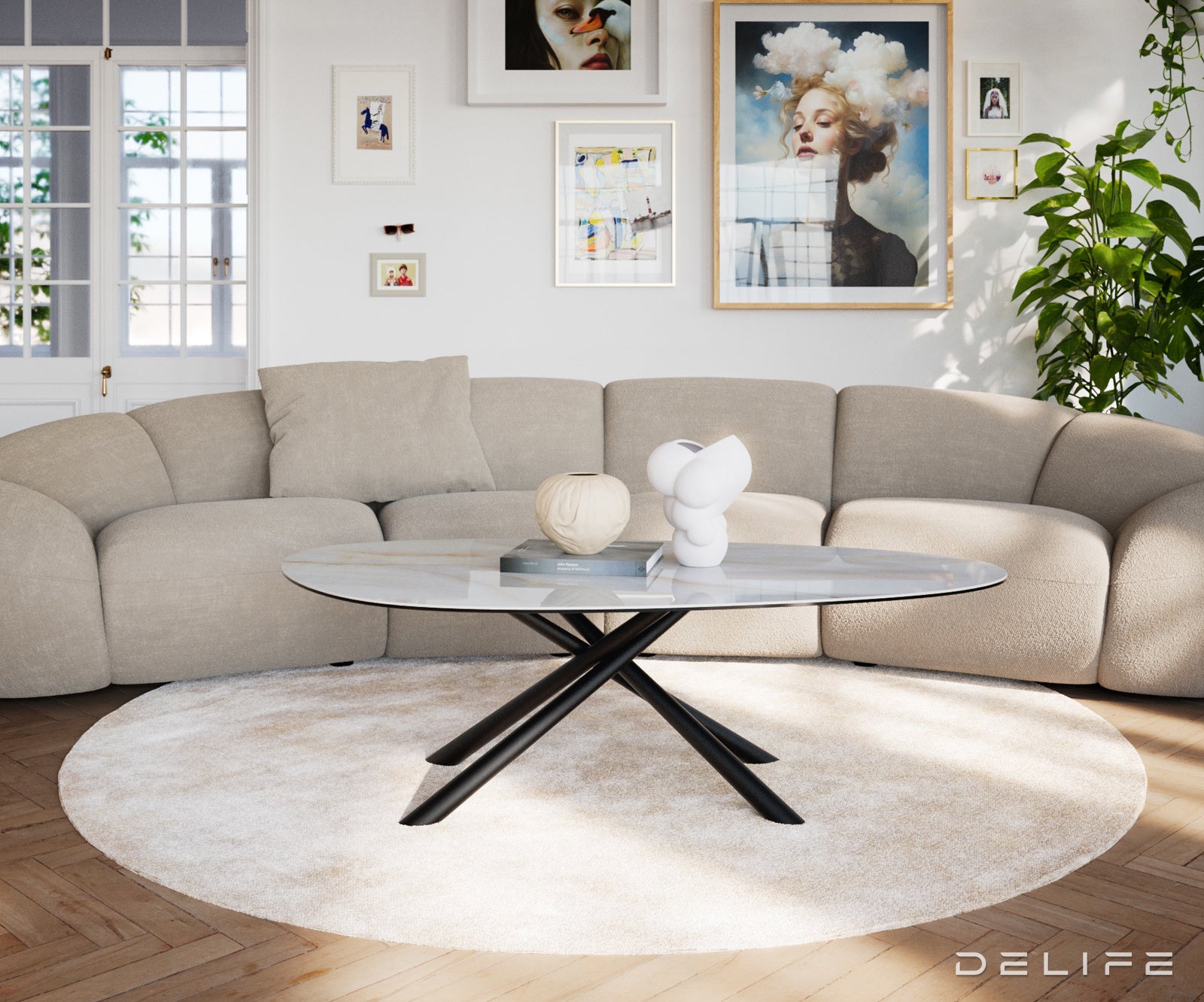 Klub stolić Edge 140x75cm, Materijal: Keramika Onyx Pearl