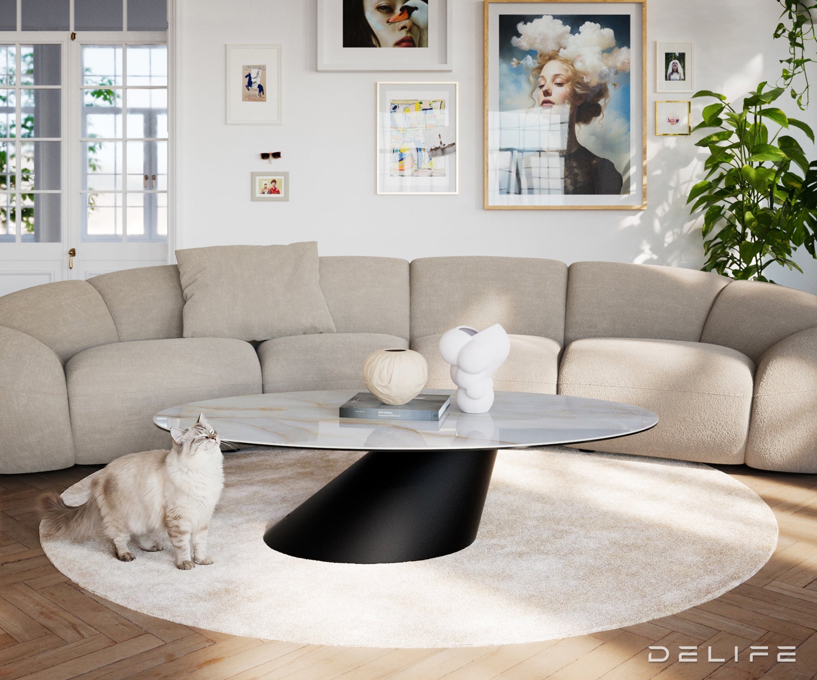 Klub stolić Edge 140x80cm, Materijal: Keramika Onyx Pearl