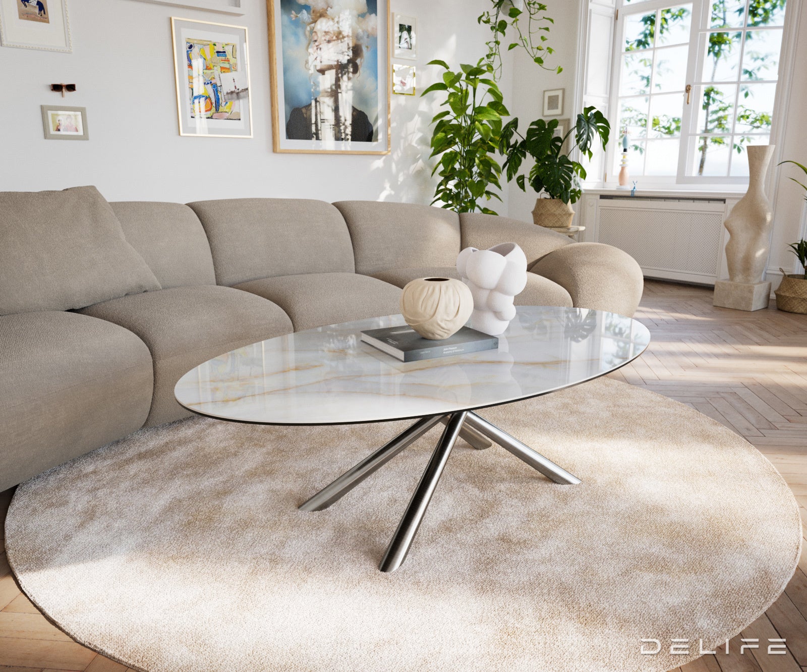 Klub stolić Edge 140x80cm, Materijal: Keramika Onyx Pearl