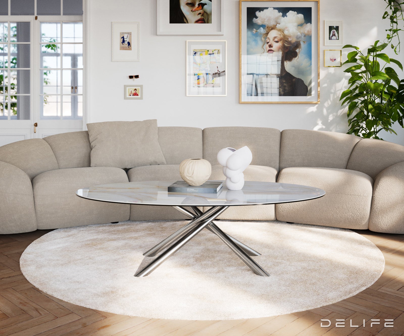 Klub stolić Edge 140x80cm, Materijal: Keramika Onyx Pearl