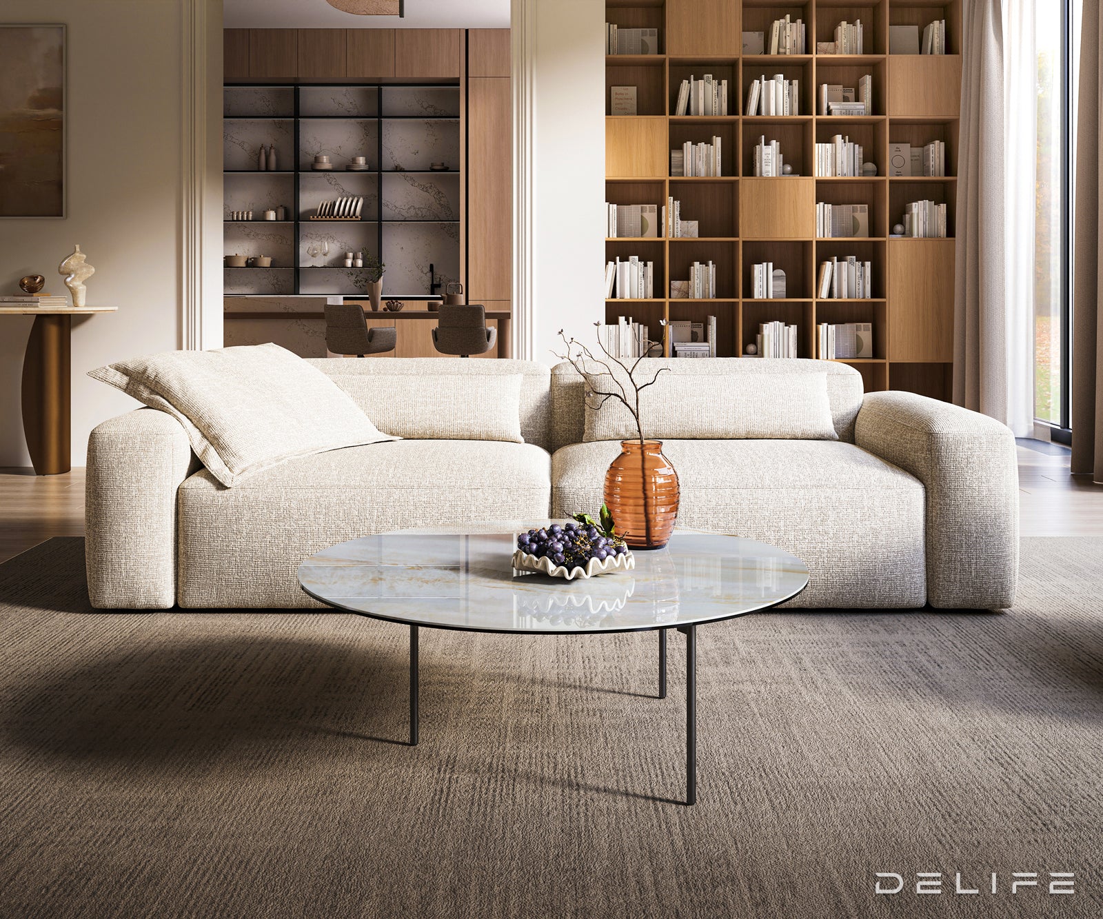 Klub stolić Edge 100x100cm, Materijal: Keramika Onyx Pearl