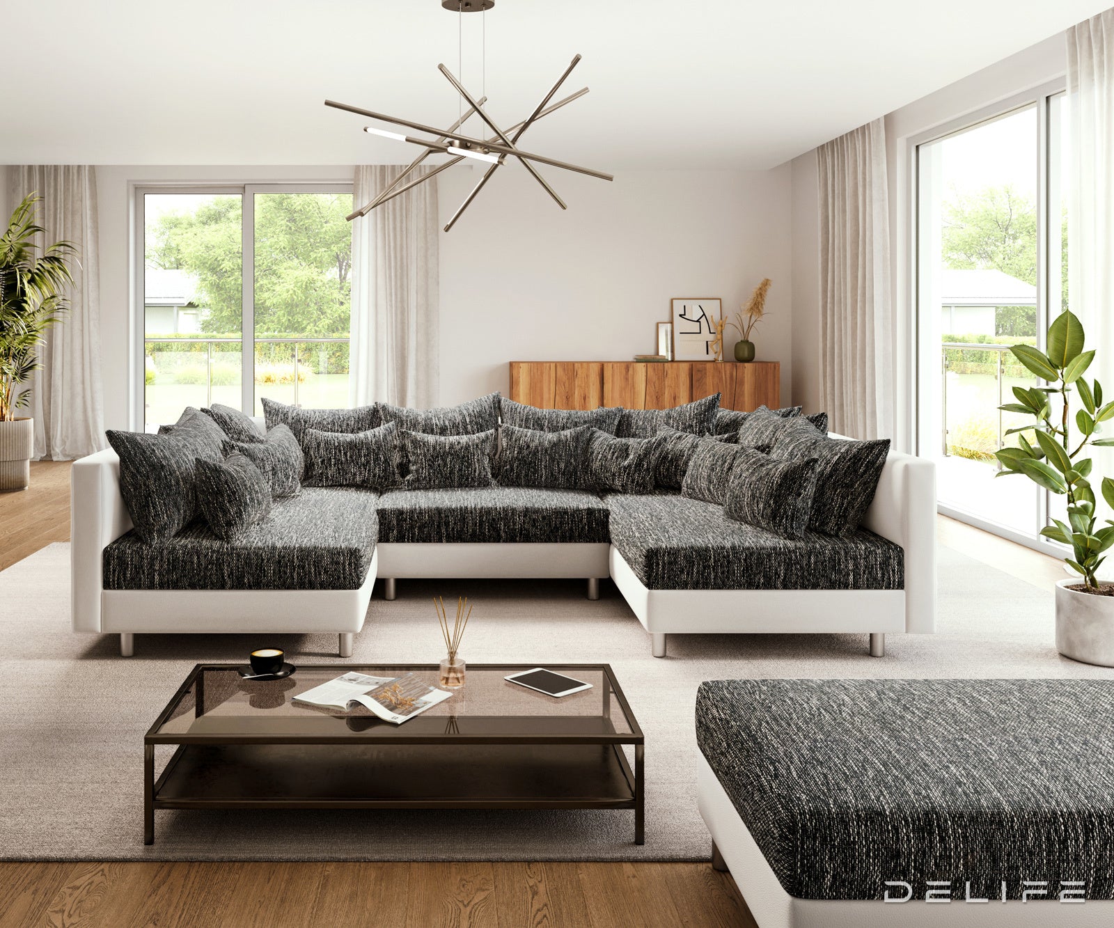 Kutna garnitura Clovis 300x185cm, Materijal: Strukturirana tkanina/Umjetna koža