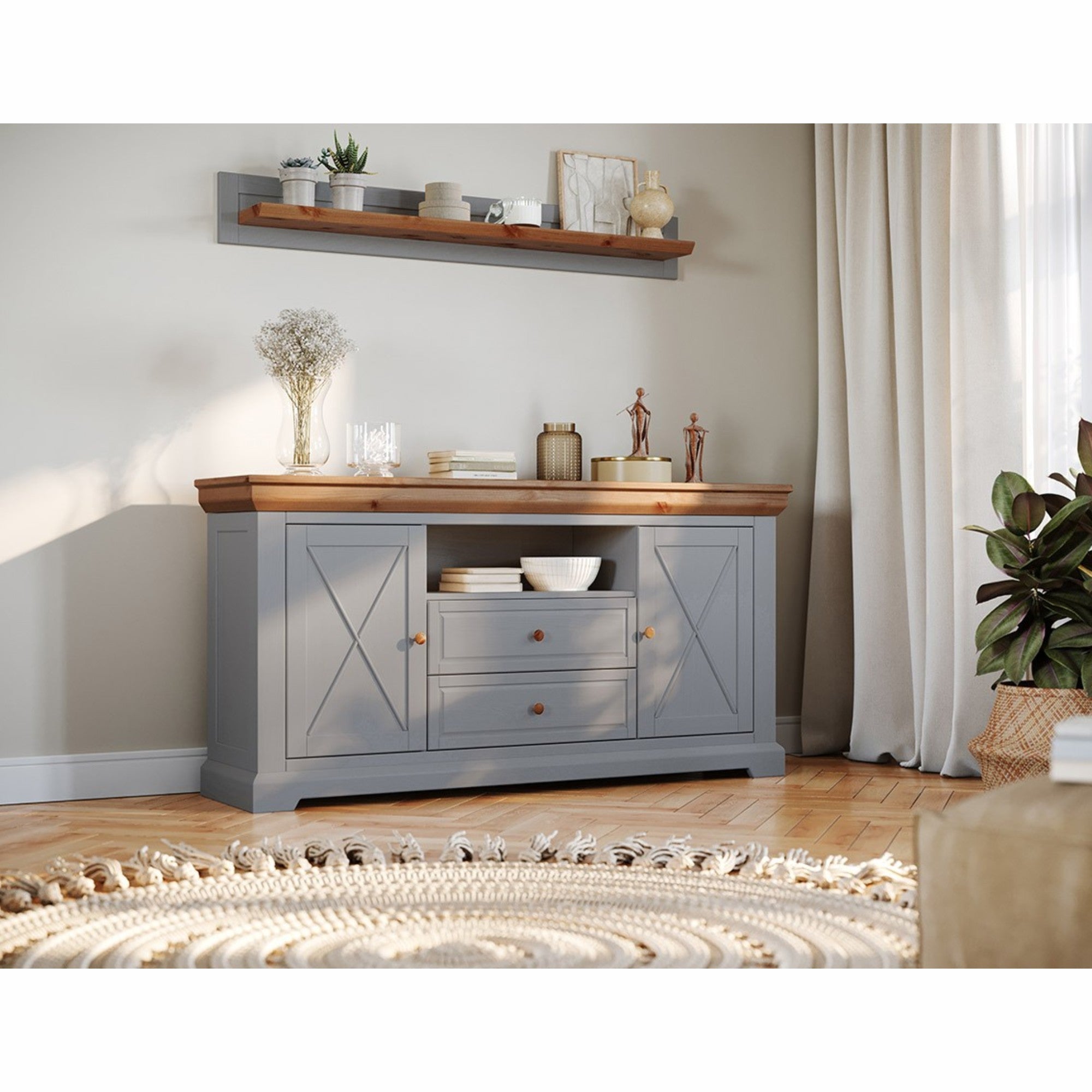 Komoda Marone 166x41 cm, Materijal: Masivna Borovina