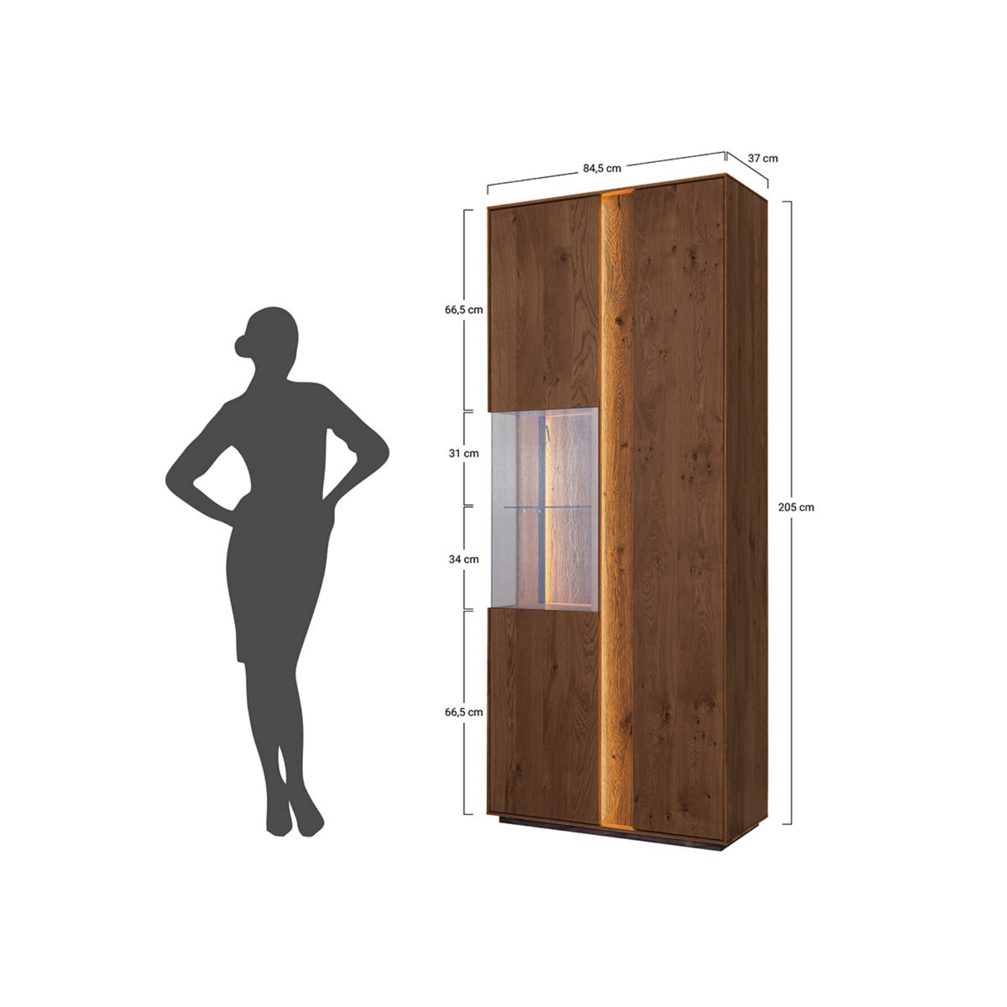 Vitrina Collodi 84,50x205cm, Materijal: Masivno Drvo Hrast