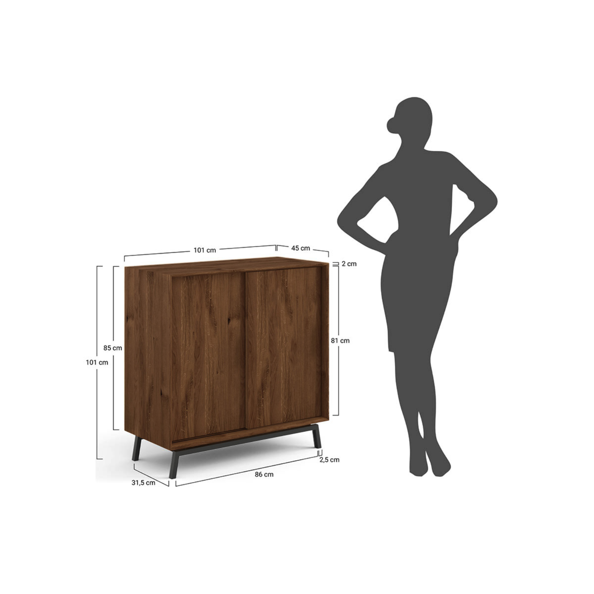 Komoda Modern Loft 101x45cm, Materijal: Masivno Drvo Hrast