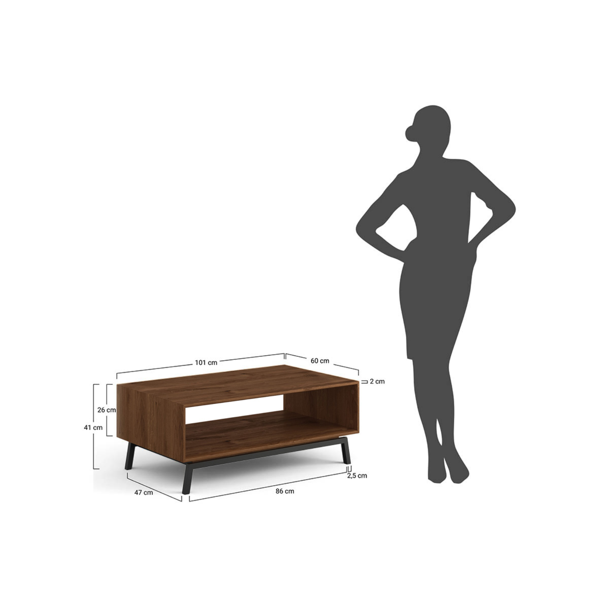 Klub stolić Modern Loft 100,50x60cm, Materijal: Masivno Drvo Hrast