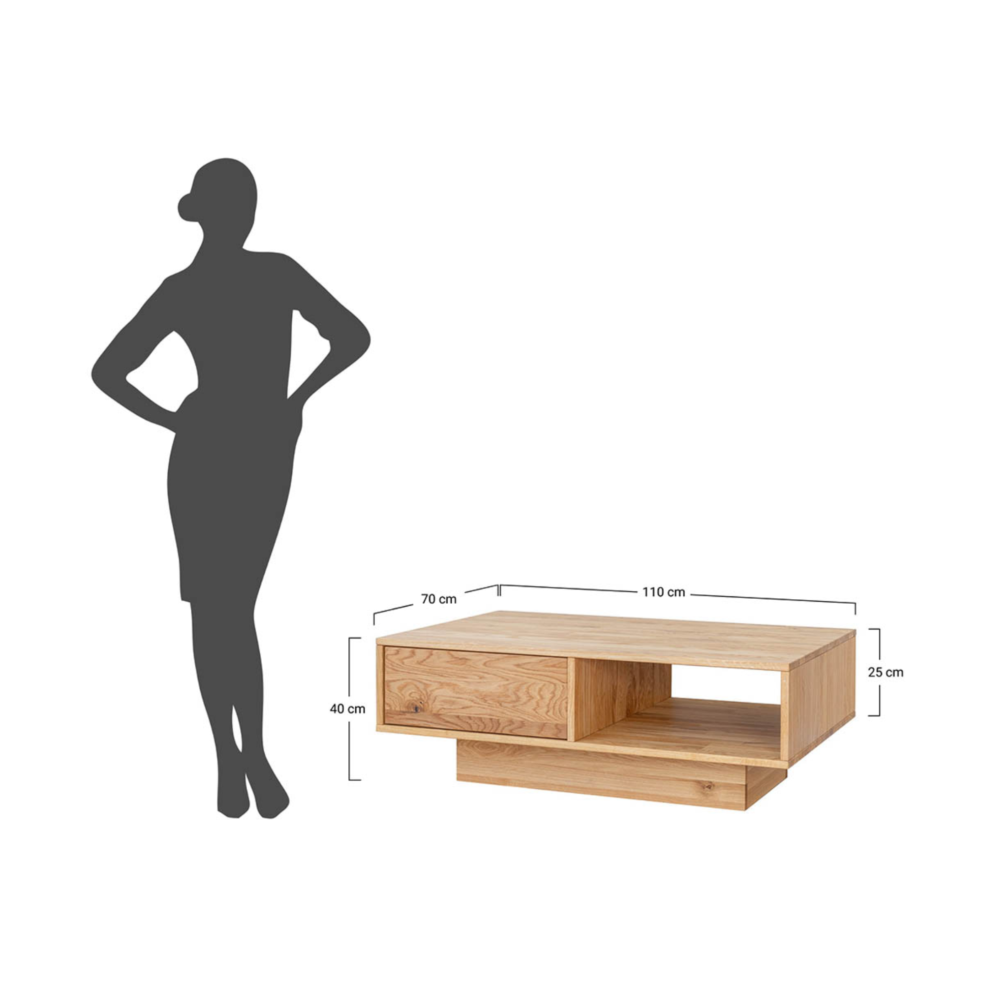 Klub stolić Collodi 110x70cm, Materijal: Masivno Drvo Hrast