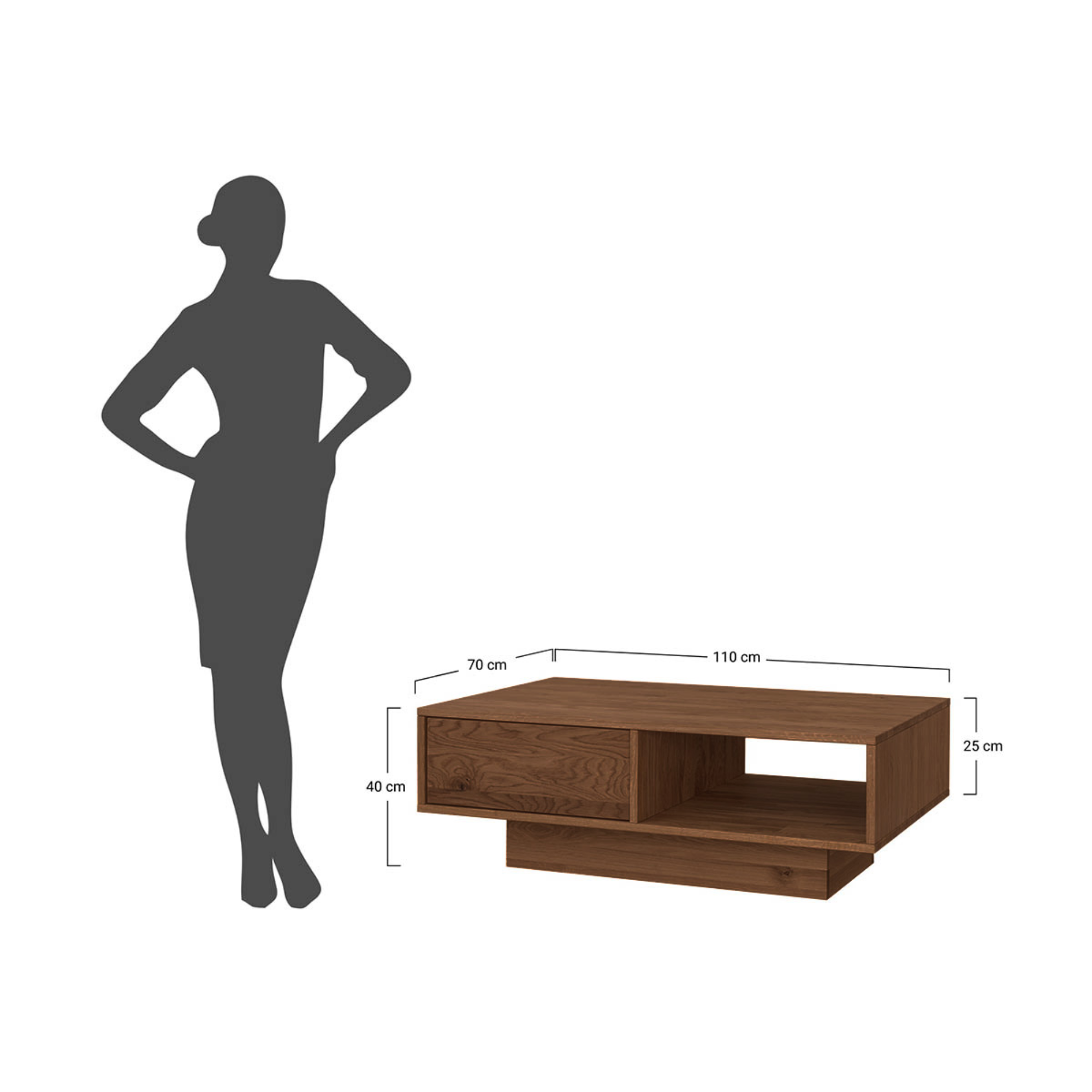 Klub stolić Collodi 110x70cm, Materijal: Masivno Drvo Hrast